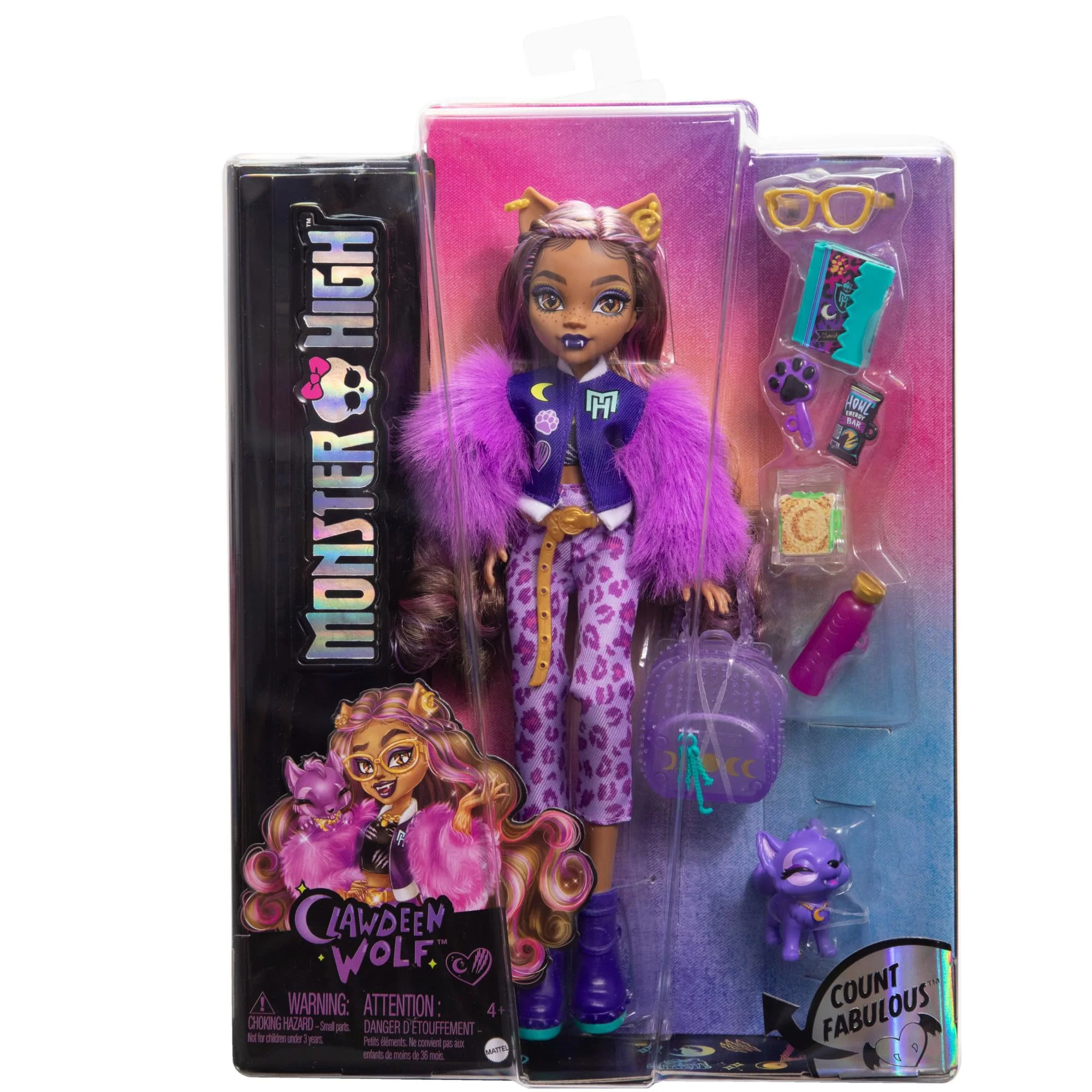Monster High Clawdeen Wolf-Puppe mit Hund Crescent und Accessoires wie Rucksack, Kalender, Snacks und mehr, HRP65 - Image 2