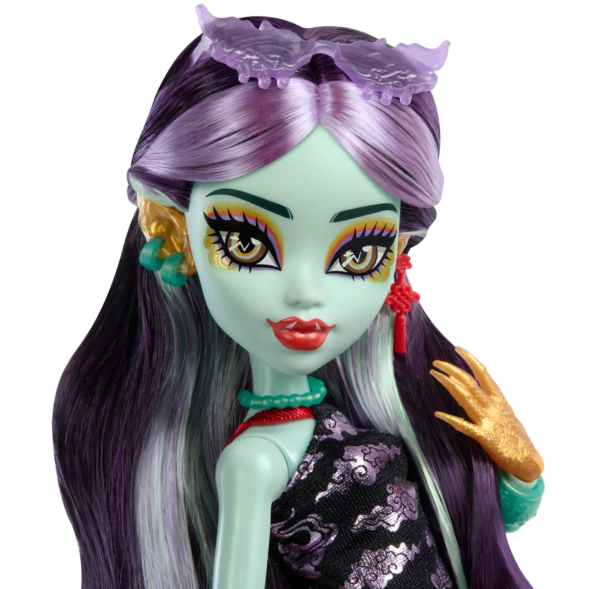 Monster High-Puppe Jinafire Long, Drachenmädchen mit Haustierhund Cloudy Yun Yun“ und 7 Accessoires wie einem Zeichen-Pad, einem Joghurt-Getränk, einem Rucksack und vielem mehr, HYV58 - Image 5