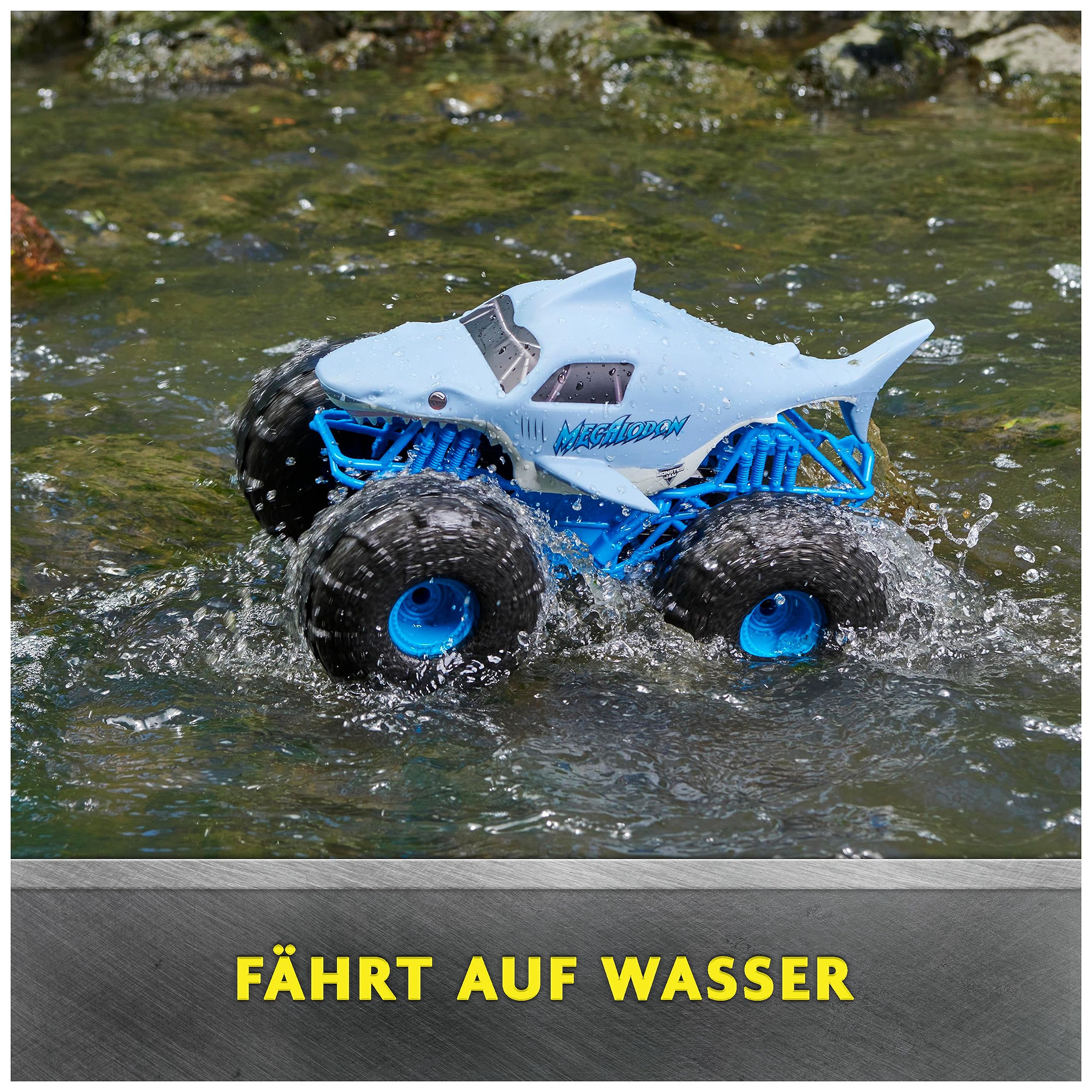 Monster Jam Megalodon Storm, RC Truck, Amphibienfahrzeug in Hai-Optik für Land und Wasser, Maßstab 1:15 - kinderleichte Bedienung, ab 4 Jahren - Image 8