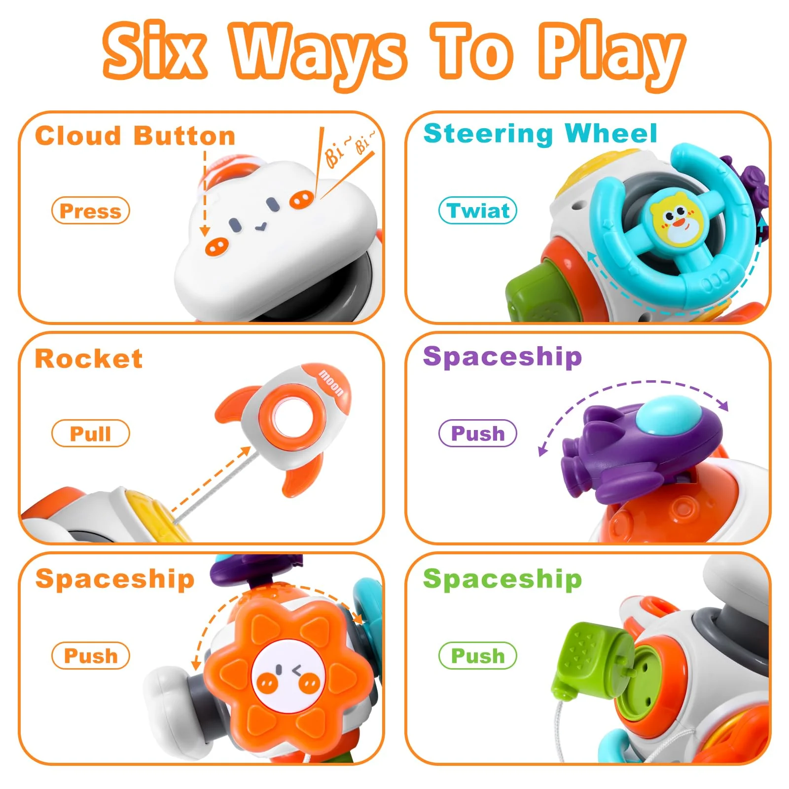 Montessori 6-in-1 busy sensorisches Aktivitätswürfelspielzeug für Babys im Alter von 1 bis 3 Jahren-lustiges lehrreiches und tragbares Spielzeug für Zuhause und Reisen Frühes Spielzeug für Kleinkinder - Image 6