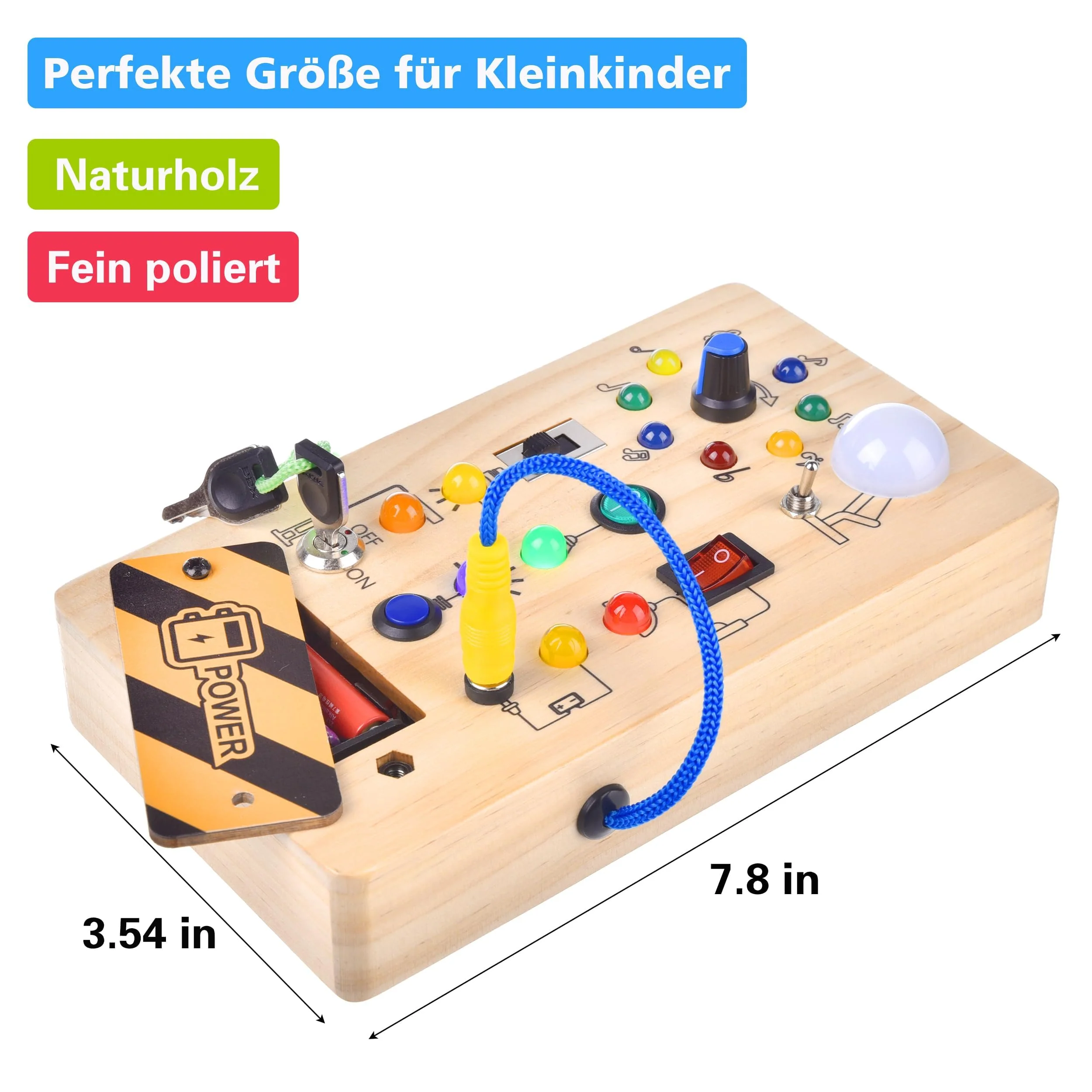 Montessori Busy Board Lichtschalter Holzspielzeug ab 1 Jahr, Elektronisches Baby Activity Board Motor Activity Toy 18 Monate, Sensorisches Lernspielzeug Geschenk für Jungen und Mädchen 2 3 4 Jahre - Image 3