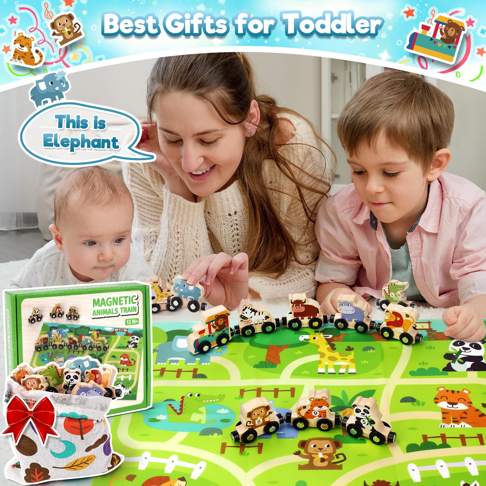 Montessori Spielzeug ab 1 2 3 Jahr: Geschenk Junge Mädchen 2-3-4 Jahre Kinderspielzeug Magnetic Zug Holzspielzeug ab 2 3 Jahr Farmspiel mit Karte Motorikspielzeug 2 Jahre Zahlen Lernspiel Geburtstag - Image 3