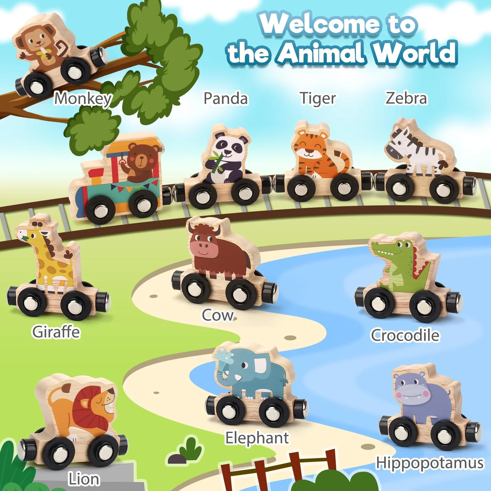 Montessori Spielzeug ab 1 2 3 Jahr: Geschenk Junge Mädchen 2-3-4 Jahre Kinderspielzeug Magnetic Zug Holzspielzeug ab 2 3 Jahr Farmspiel mit Karte Motorikspielzeug 2 Jahre Zahlen Lernspiel Geburtstag - Image 4