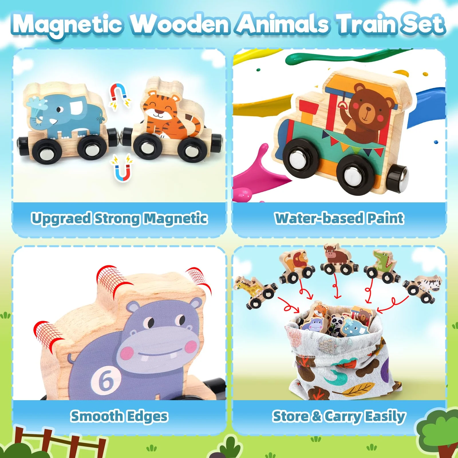 Montessori Spielzeug ab 1 2 3 Jahr: Geschenk Junge Mädchen 2-3-4 Jahre Kinderspielzeug Magnetic Zug Holzspielzeug ab 2 3 Jahr Farmspiel mit Karte Motorikspielzeug 2 Jahre Zahlen Lernspiel Geburtstag - Image 5