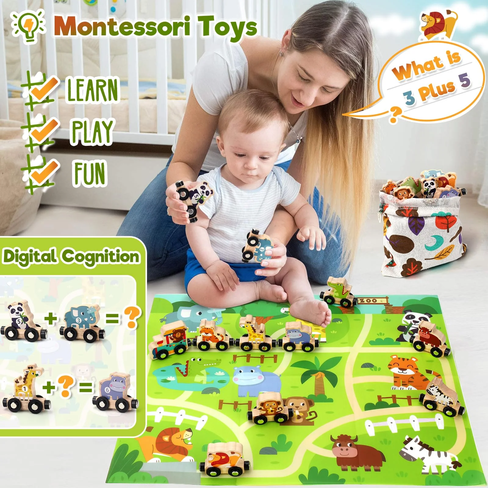 Montessori Spielzeug ab 1 2 3 Jahr: Geschenk Junge Mädchen 2-3-4 Jahre Kinderspielzeug Magnetic Zug Holzspielzeug ab 2 3 Jahr Farmspiel mit Karte Motorikspielzeug 2 Jahre Zahlen Lernspiel Geburtstag - Image 6