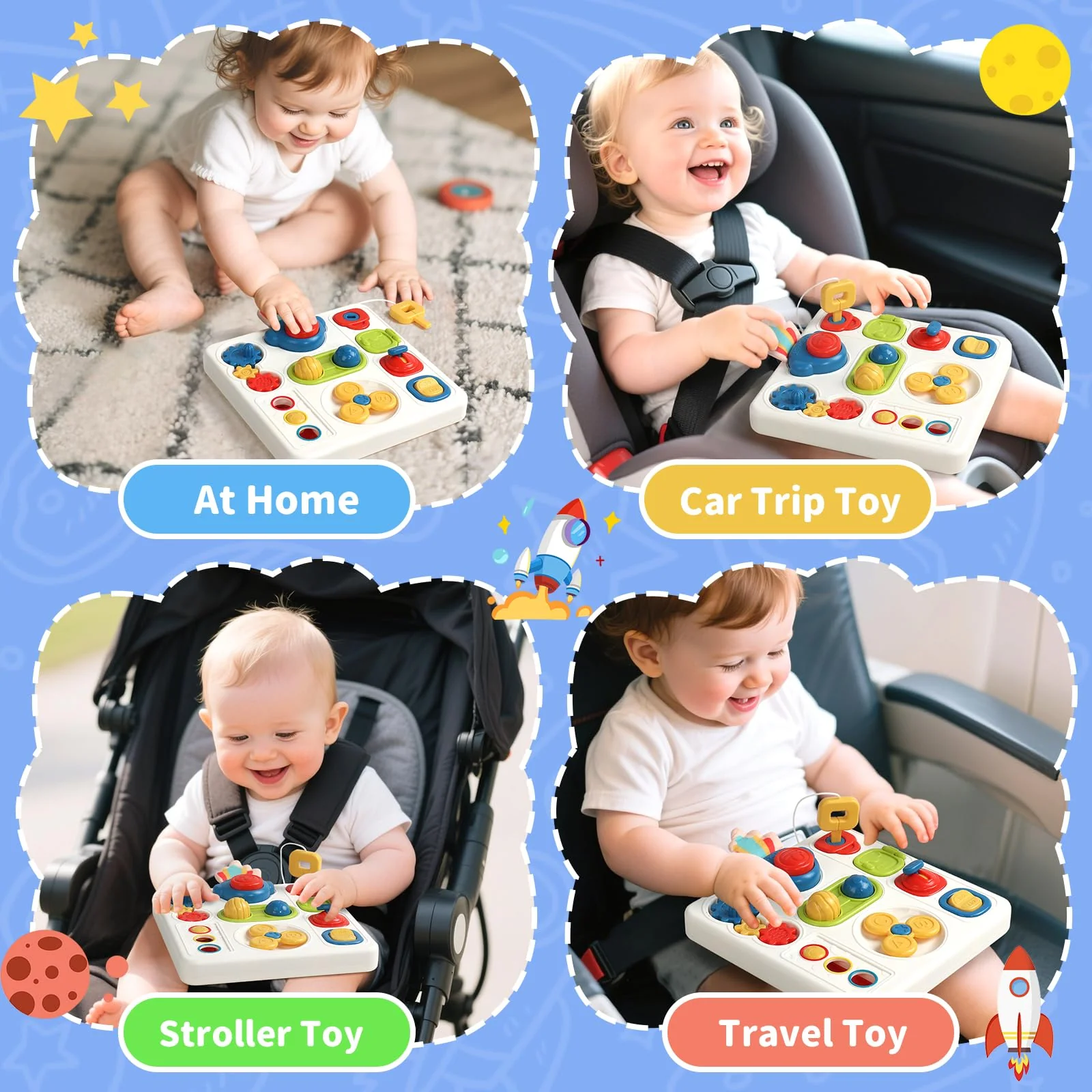 Montessori Spielzeug ab 1 Jahr Busy Board ab 1 Jahr mit Licht & Ton Kinderspielzeug ab 1 2 Jahr 8 IN 1 Sensorik Spielzeug 18 Monate Motorikspielzeug Baby Activity Board Geschenk für Jungen Mädchen - Image 5