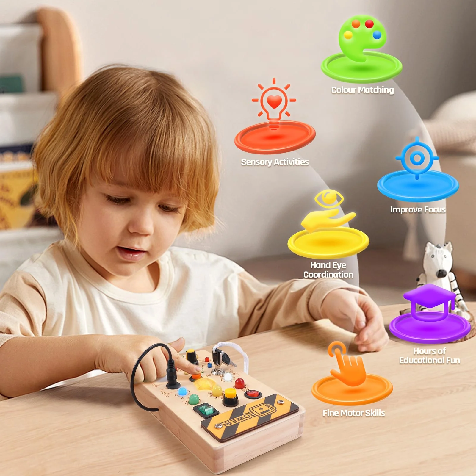 Montessori Spielzeug ab 1 Jahr Busy Board, Sensorik Spielzeug Geschenk 1 Jahr Junge Mädchen, Kinderspielzeug ab 1 Jahr, Motorik spielzeug, Geschenke für Mädchen Junge, Adventskalender Füllung Kinder - Image 3