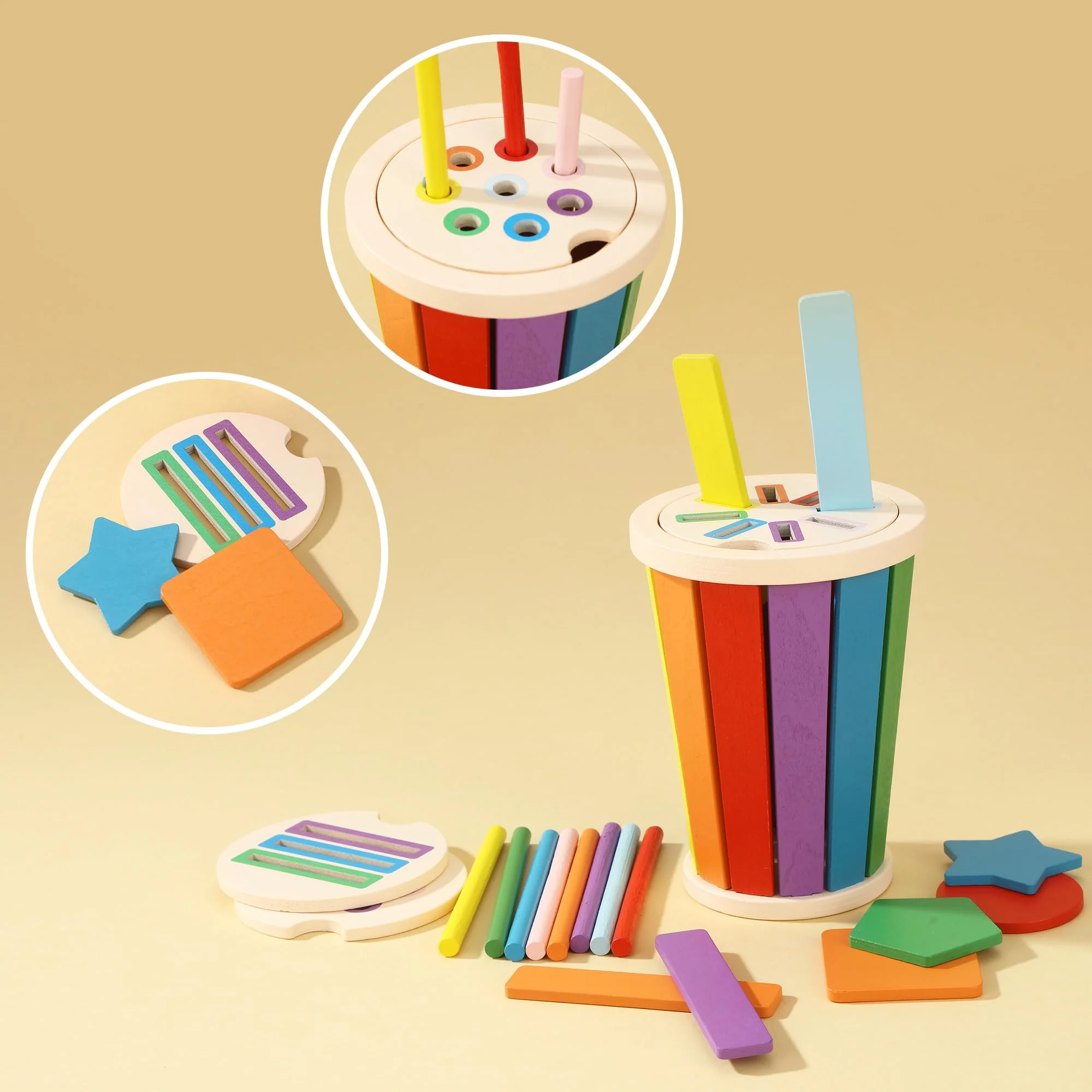 Montessori Spielzeug Ab 1 Jahr, Holz Farb Form Zuordnungsspiele, Sensorisches Spielzeug für die frühe Kindheit, Sortier und Stapelspielzeug für Babys im Alter von 1–3 Jahren, steckspiel ab 1 jahr. - Image 2