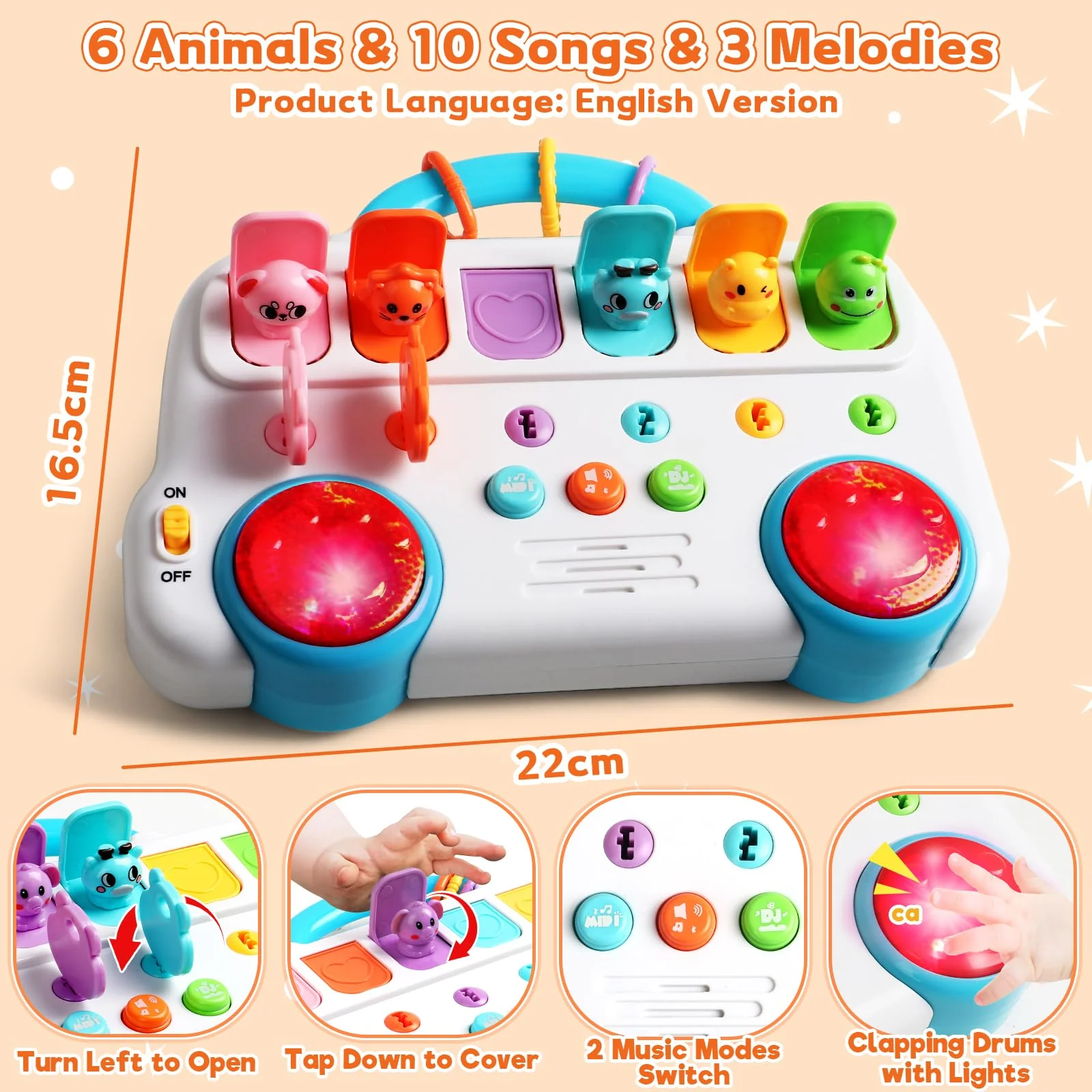 Montessori Spielzeug ab 1 Jahr-Kinderspielzeug ab 1 Jahre Musik Babyspielzeug ab 1 Jahre mit Licht & Klang Schlüsseltier Motorikspielzeug Musikspielzeug Geschenke Spiel ab 1 2 Jahr Mädchen Junge - Image 2