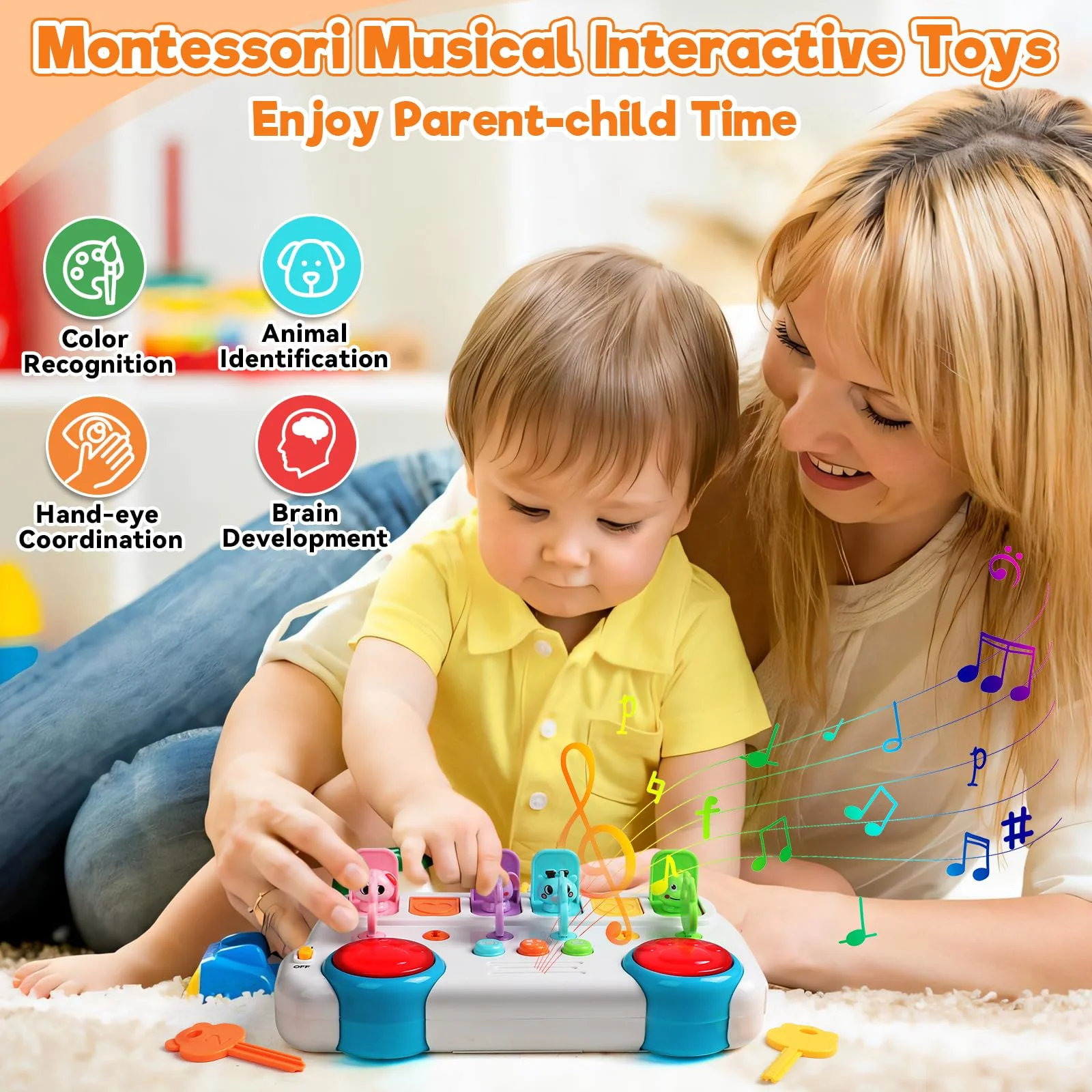 Montessori Spielzeug ab 1 Jahr-Kinderspielzeug ab 1 Jahre Musik Babyspielzeug ab 1 Jahre mit Licht & Klang Schlüsseltier Motorikspielzeug Musikspielzeug Geschenke Spiel ab 1 2 Jahr Mädchen Junge - Image 7