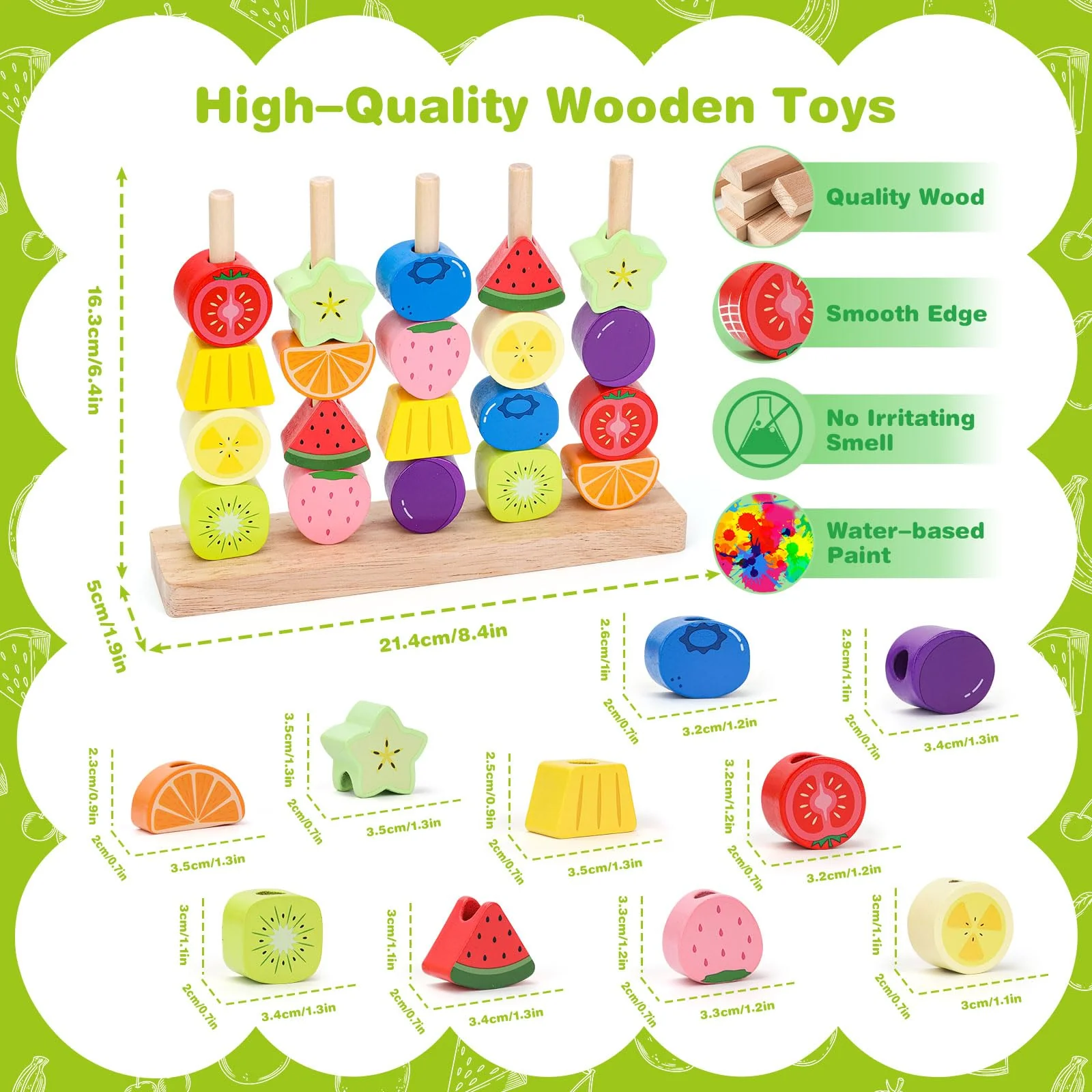 Montessori Spielzeug ab 2 3 4 5 Jahre: Holzspielzeug mit Steckspiel Fädelspiel Bausteinen Motorikspielzeug mit Stapelsteinen Sortierspiel Lernspiele Geschenk für Baby Jungen Mädchen Spielsachen - Image 3