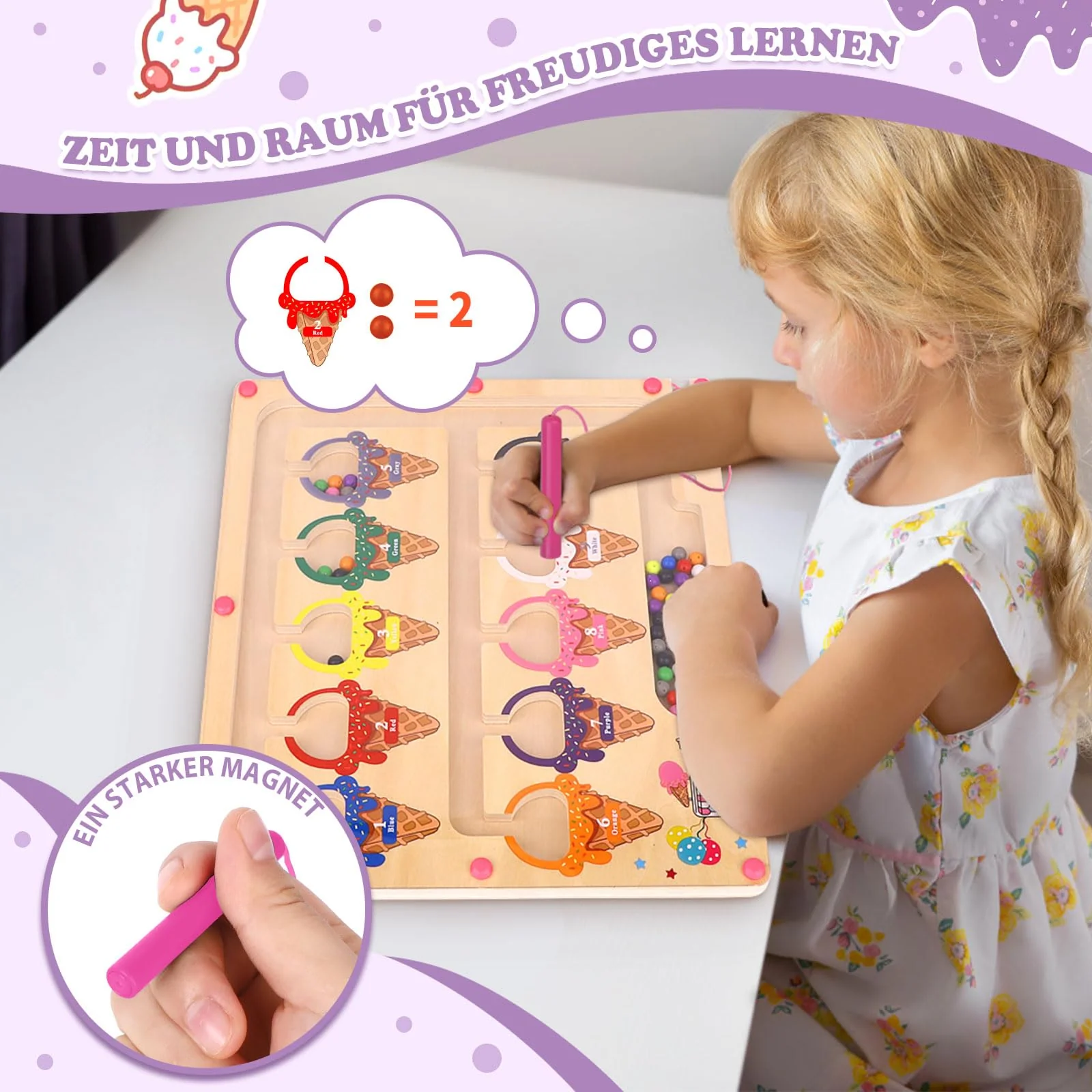 Montessori Spielzeug ab 3 4 Jahre Magnetspiel Labyrinth Geschenk für Mädchen Junge Kind 3 Jahre Spielzeug Mädchen Junge Kinder Holzspielzeug Zahlen und Farben Lernspiele Motorikspielzeug - Image 2