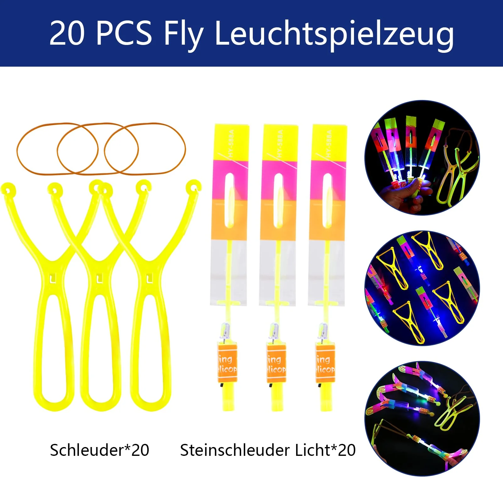 Moocuca Kindergeburtstag Party Fly Leuchtspielzeug, 20 Pcs Led Licht Nacht Hubschrauber, Led Licht Nacht Hubschrauber, Leuchtspielzeug Steinschleuder - Image 4
