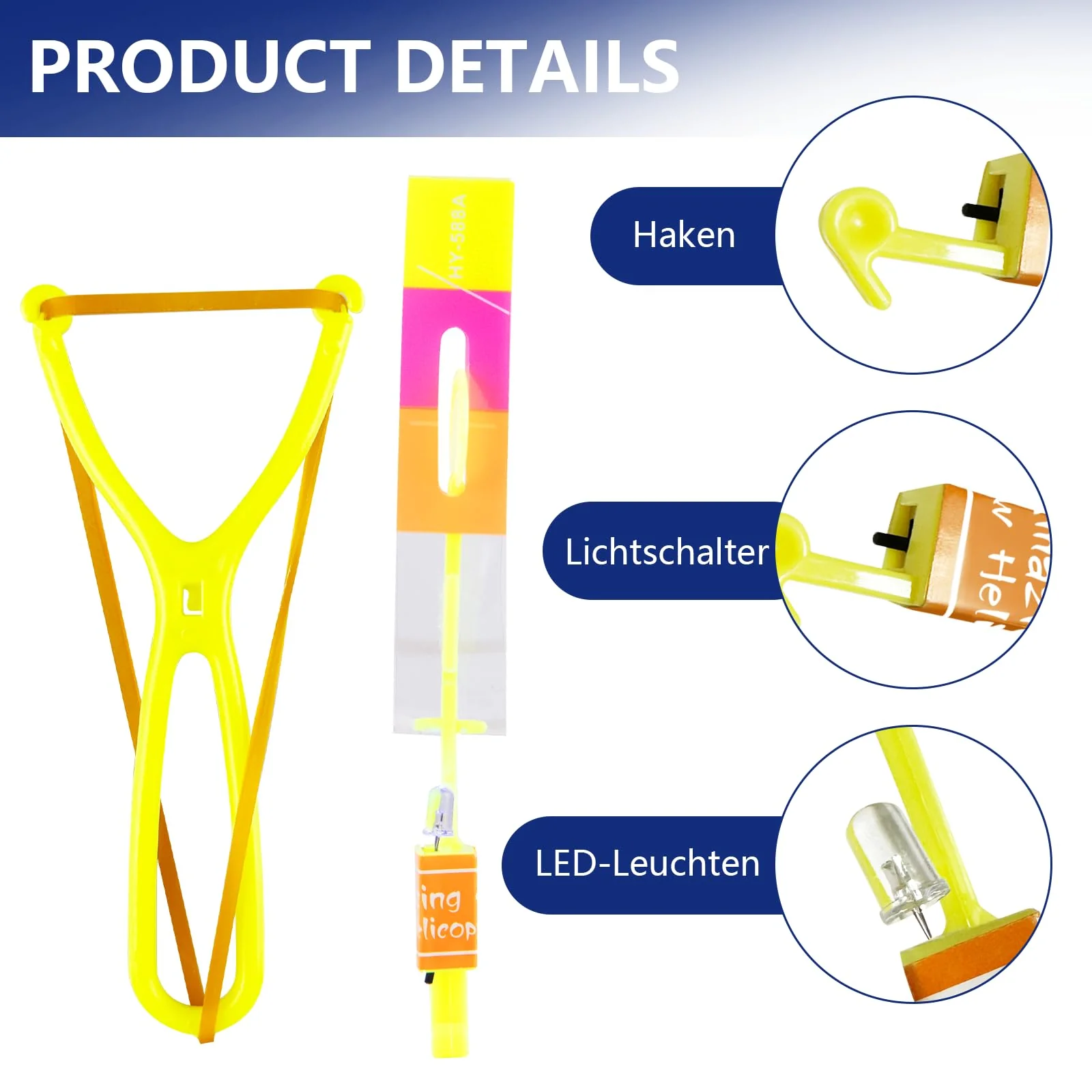 Moocuca Kindergeburtstag Party Fly Leuchtspielzeug, 20 Pcs Led Licht Nacht Hubschrauber, Led Licht Nacht Hubschrauber, Leuchtspielzeug Steinschleuder - Image 5