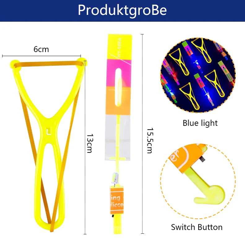 Moocuca Kindergeburtstag Party Fly Leuchtspielzeug, 20 Pcs Led Licht Nacht Hubschrauber, Led Licht Nacht Hubschrauber, Leuchtspielzeug Steinschleuder - Image 6