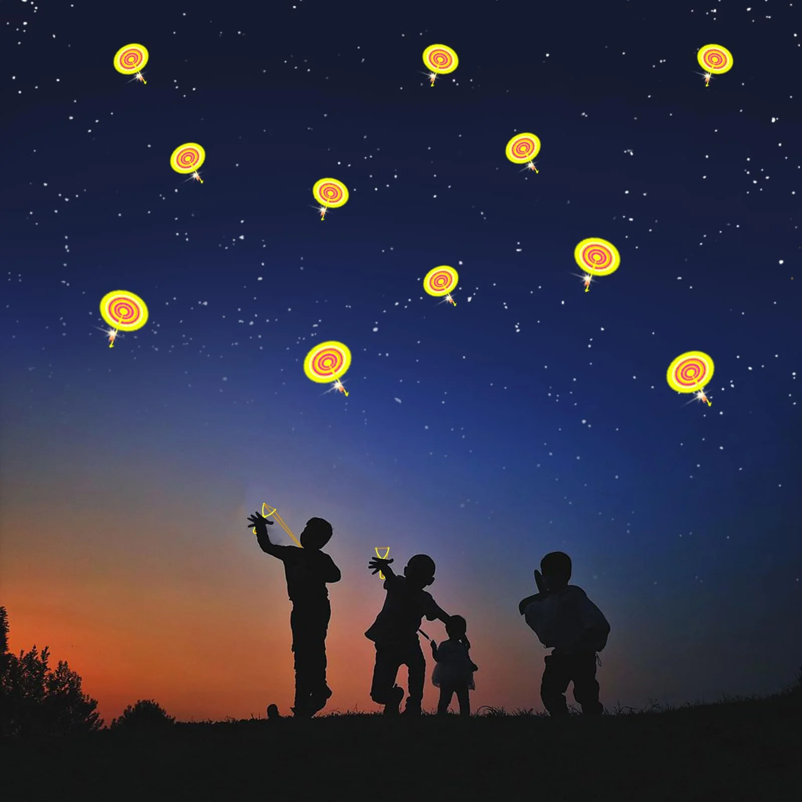 Moocuca Kindergeburtstag Party Fly Leuchtspielzeug, 20 Pcs Led Licht Nacht Hubschrauber, Led Licht Nacht Hubschrauber, Leuchtspielzeug Steinschleuder - Image 7