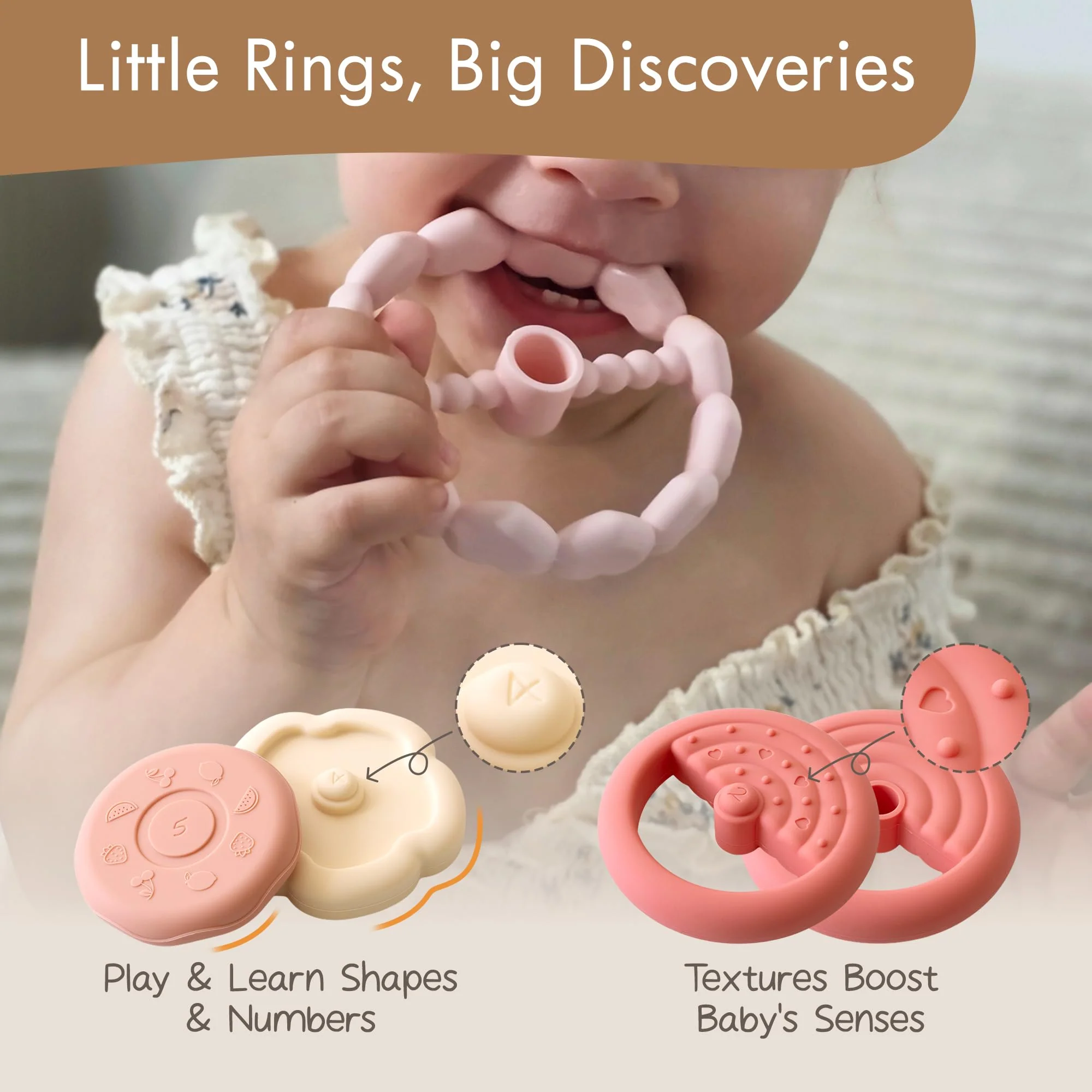 Moonkie Hase Stapelturm Baby, Silikon Spielzeug mit Ringen, Stapelspiel für Kleinkind Mädchen ab 6 Monate 1 2 3 Jahr, Beißring Baby, Sensorik Montessori Spielzeug, 7 Teiliges Set, Babygeschenke - Image 7
