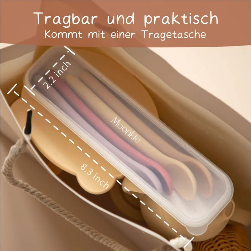 Moonkie Silikon-Baby-Löffel 4er-Set, mit weicher Spitze erste Phase der Säuglingsernährung, biegsame, kausichere -Trainingslöffel, ideal für die Selbstfütterung und Led Weaning - Image 3