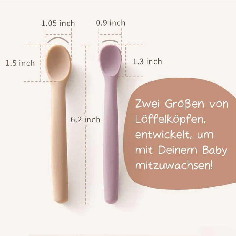 Moonkie Silikon-Baby-Löffel 4er-Set, mit weicher Spitze erste Phase der Säuglingsernährung, biegsame, kausichere -Trainingslöffel, ideal für die Selbstfütterung und Led Weaning - Image 8