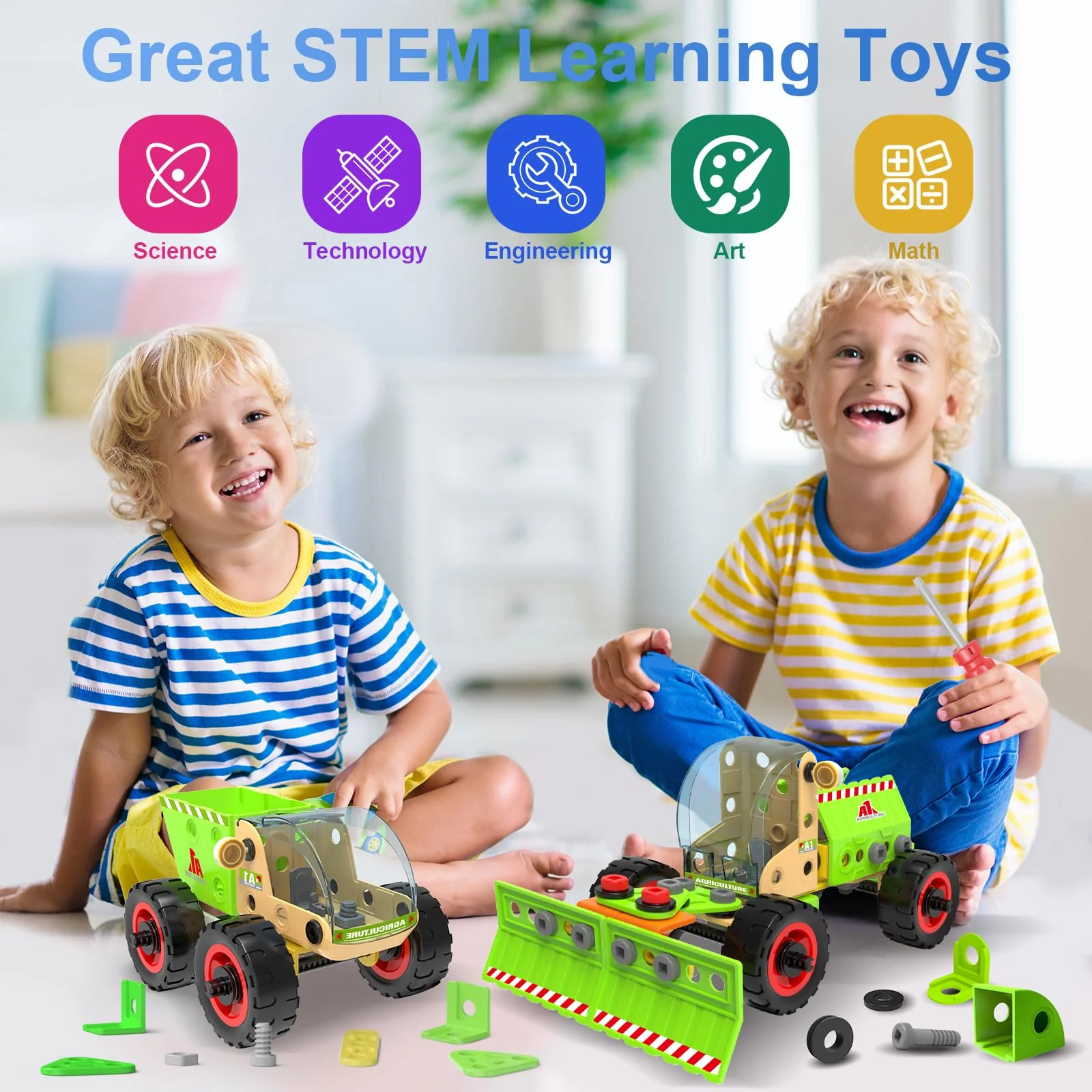 MOONTOY 14 Modelle Konstruktionsspielzeug ab 4 5 6 7 8 9 Jahr,Kreatives Lernspielzeug Bauspielzeug im 218 Teile Bauen Kinder ab 5,Bausteine STEM Baukasten Spielzeug Geschenk für Jungen Mädchen - Image 3