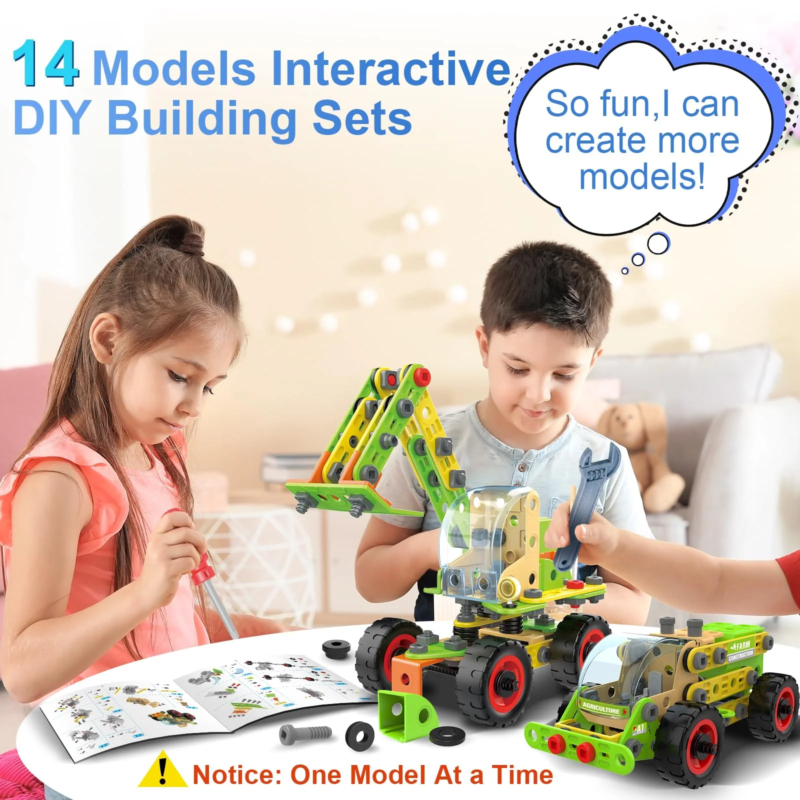 MOONTOY 14 Modelle Konstruktionsspielzeug ab 4 5 6 7 8 9 Jahr,Kreatives Lernspielzeug Bauspielzeug im 218 Teile Bauen Kinder ab 5,Bausteine STEM Baukasten Spielzeug Geschenk für Jungen Mädchen - Image 5