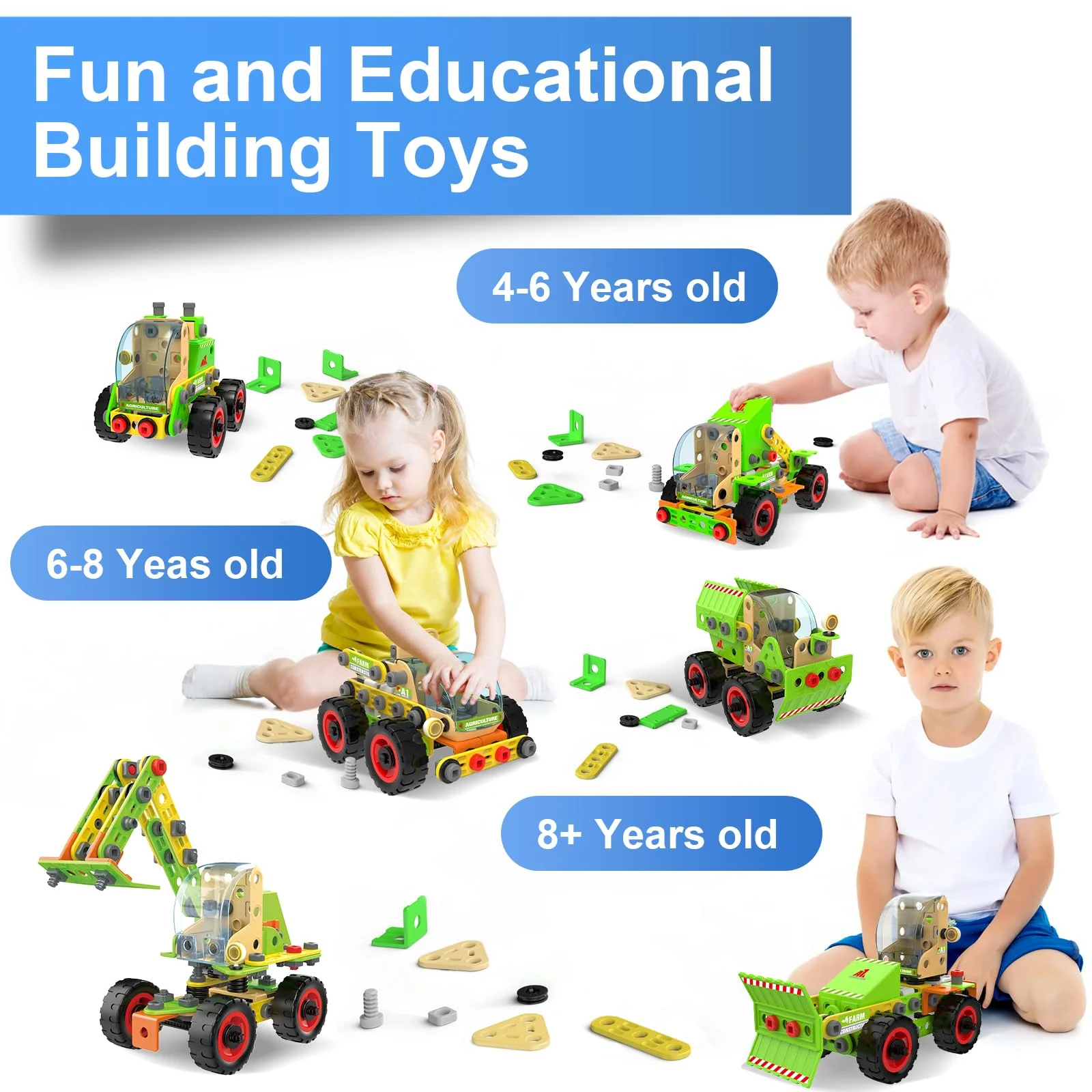 MOONTOY 14 Modelle Konstruktionsspielzeug ab 4 5 6 7 8 9 Jahr,Kreatives Lernspielzeug Bauspielzeug im 218 Teile Bauen Kinder ab 5,Bausteine STEM Baukasten Spielzeug Geschenk für Jungen Mädchen - Image 7