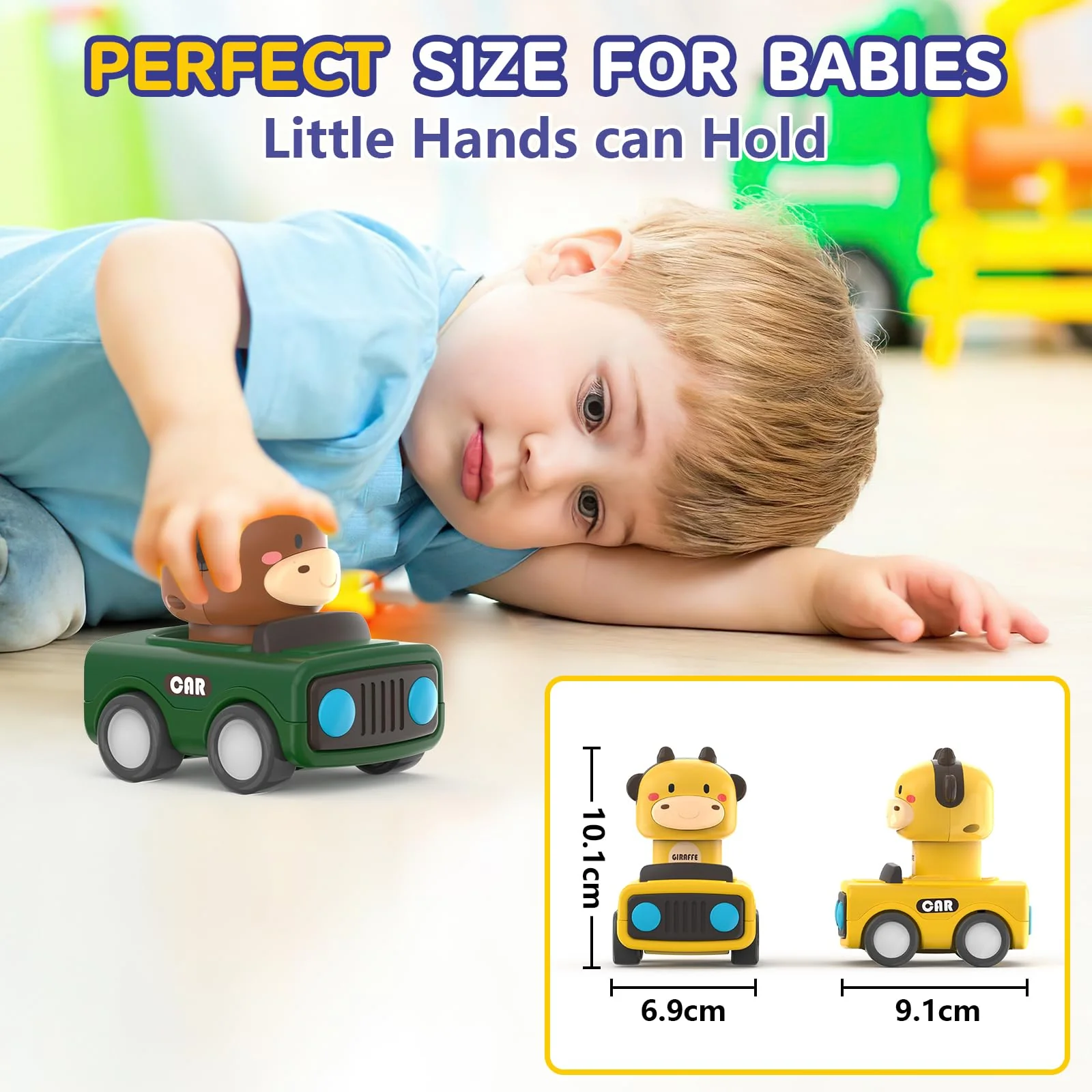 MOONTOY Auto Spielzeug ab 1 Jahr Jungen und Mädchen,4 Stück Spielzeugauto Baby-Tier-Rennwagen,Press-and-Go Spielfahrzeug Set für Kleinkinder 10 12 18 Monate,Geschenk für Kinder ab 1 2 3 Jahr - Image 3