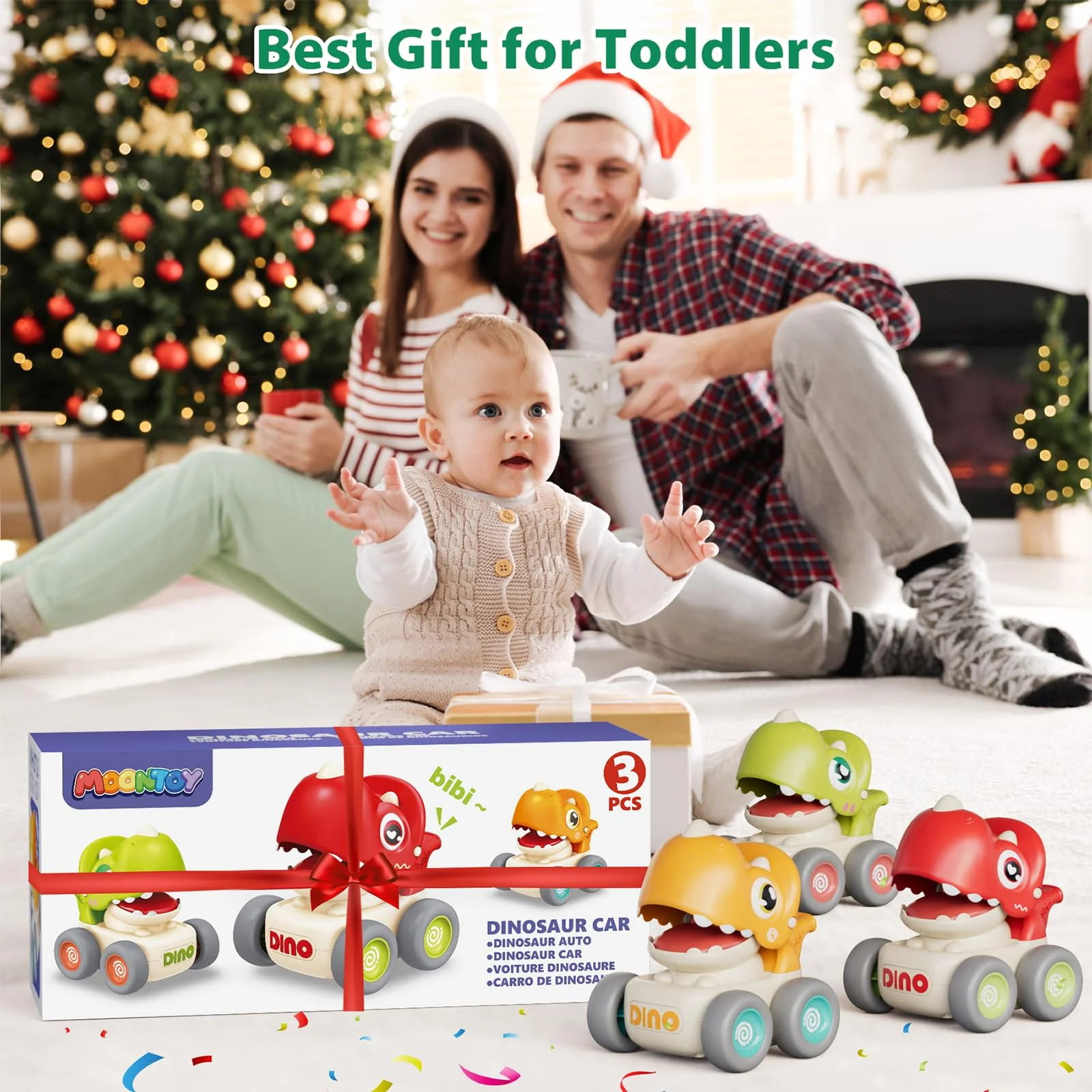 MOONTOY Spielzeugautos ab 1 Jahr, Press and Go Auto für Kleinkinder ab 1 2 3 Jahren, 3 Stück Dinosaurier Baby Auto Spielzeug ab 1 Jahr Jungen, Großartig Geschenk für Kinder ab 12 18 Monaten - Image 7
