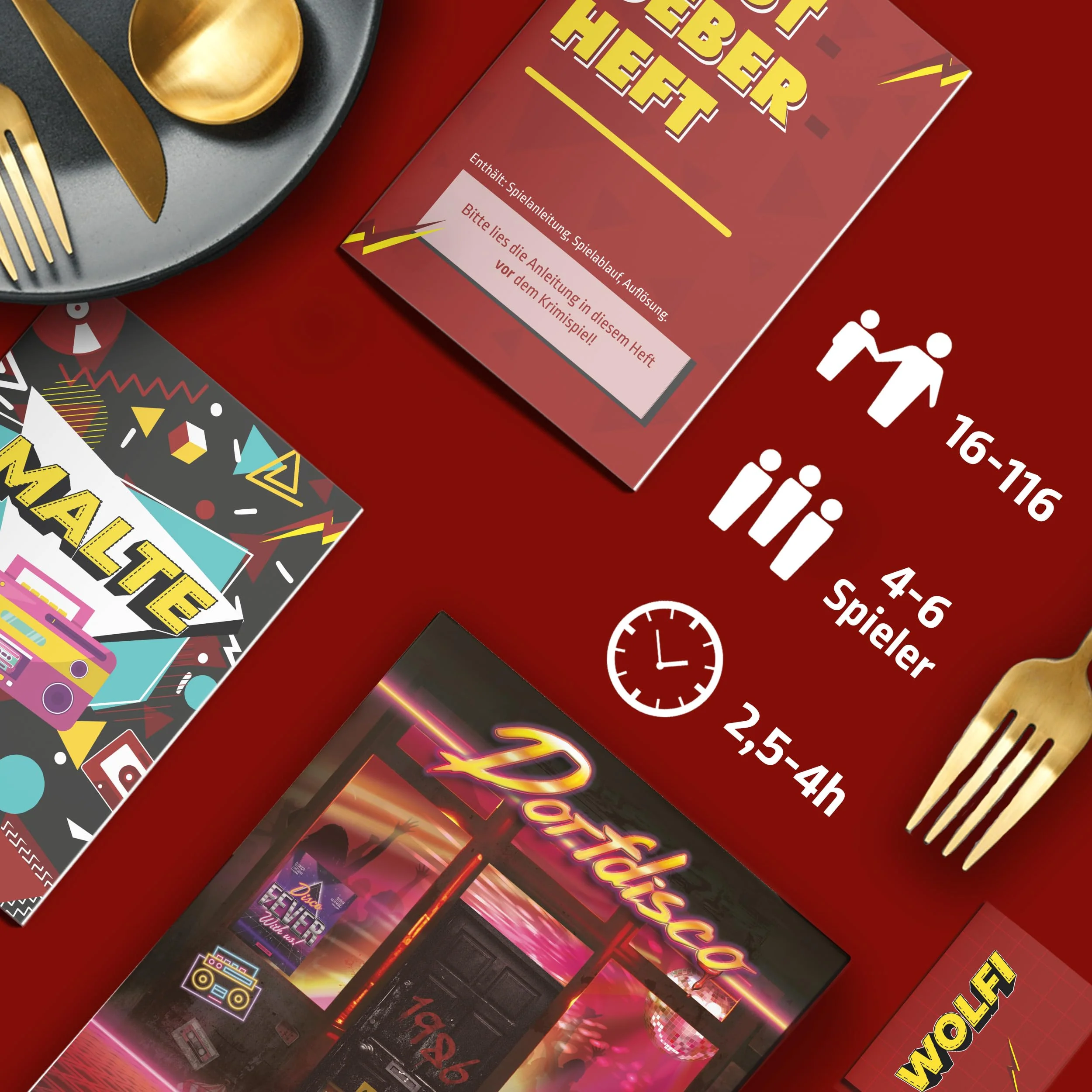 MORD bei Tisch Krimidinner für Zuhause - 4 bis 6 Personen - Der Dorfdisco Fall - Das Krimi Spiel ab 16 Jahren – Ideal als Krimi Dinner für eine mörderische Dinnerparty - Image 9