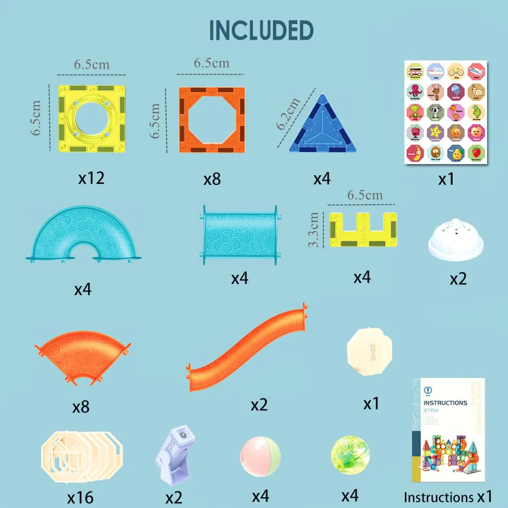 morkka Magnetische Bausteine,STEM Montessori Spielzeug für Kinder 3 4 5 6 7 8 Jahre 3D Lernspielzeug Set Konstruktion Blöcke Geschenk für Jungen Mädchen Orbitalblöcke Gleisbau (75PCS) - Image 2