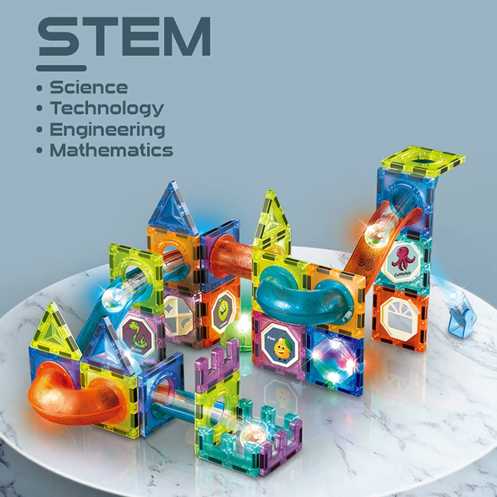 morkka Magnetische Bausteine,STEM Montessori Spielzeug für Kinder 3 4 5 6 7 8 Jahre 3D Lernspielzeug Set Konstruktion Blöcke Geschenk für Jungen Mädchen Orbitalblöcke Gleisbau (75PCS) - Image 7
