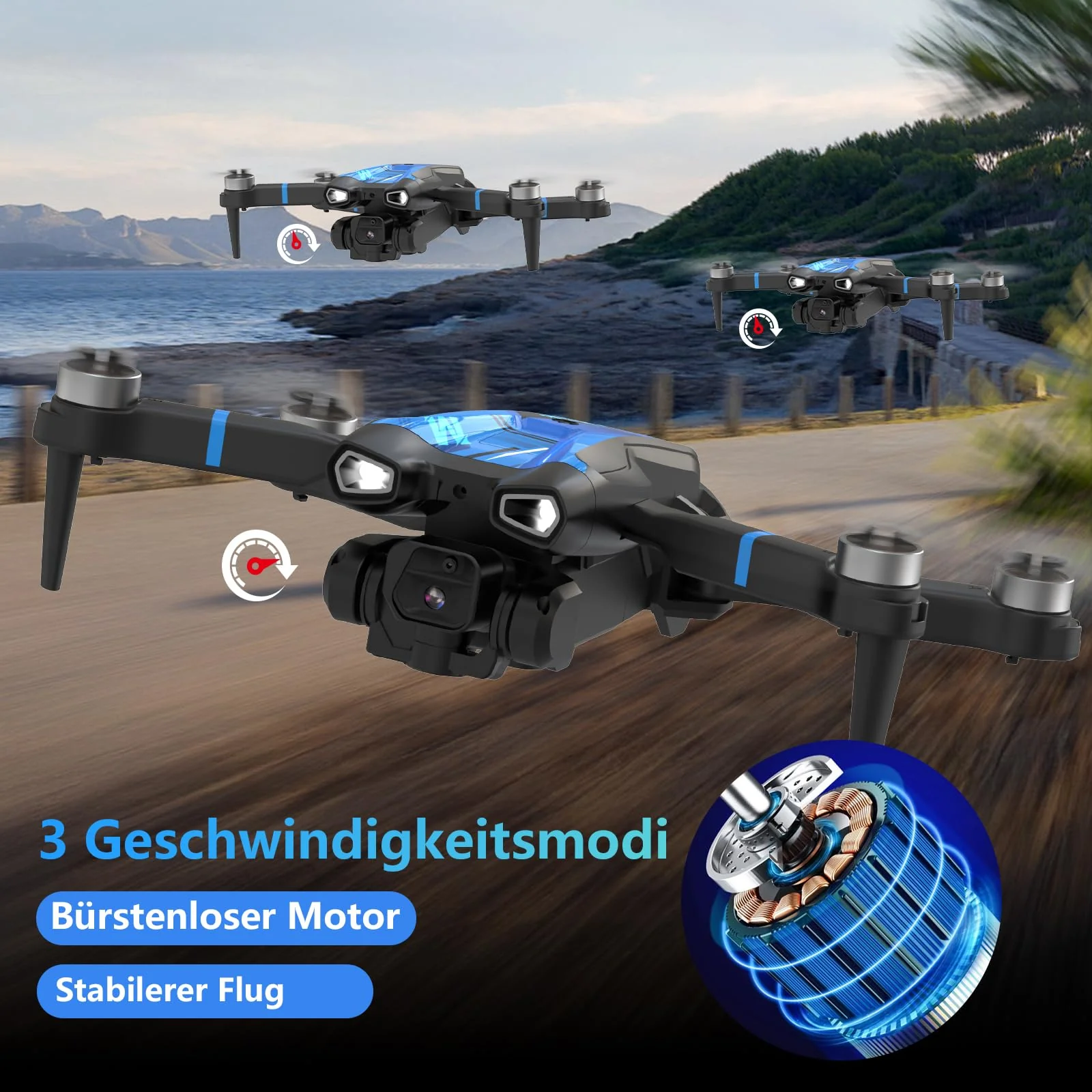Morlyrctooy M18LCD Drohne mit 1080P Kamera 45° verstellbarem Objektiv Bürstenlosem Motor Wiederaufladbarer LCD-Fernbedienung Faltbarer RC Quadrocopter für Anfänger - Image 3
