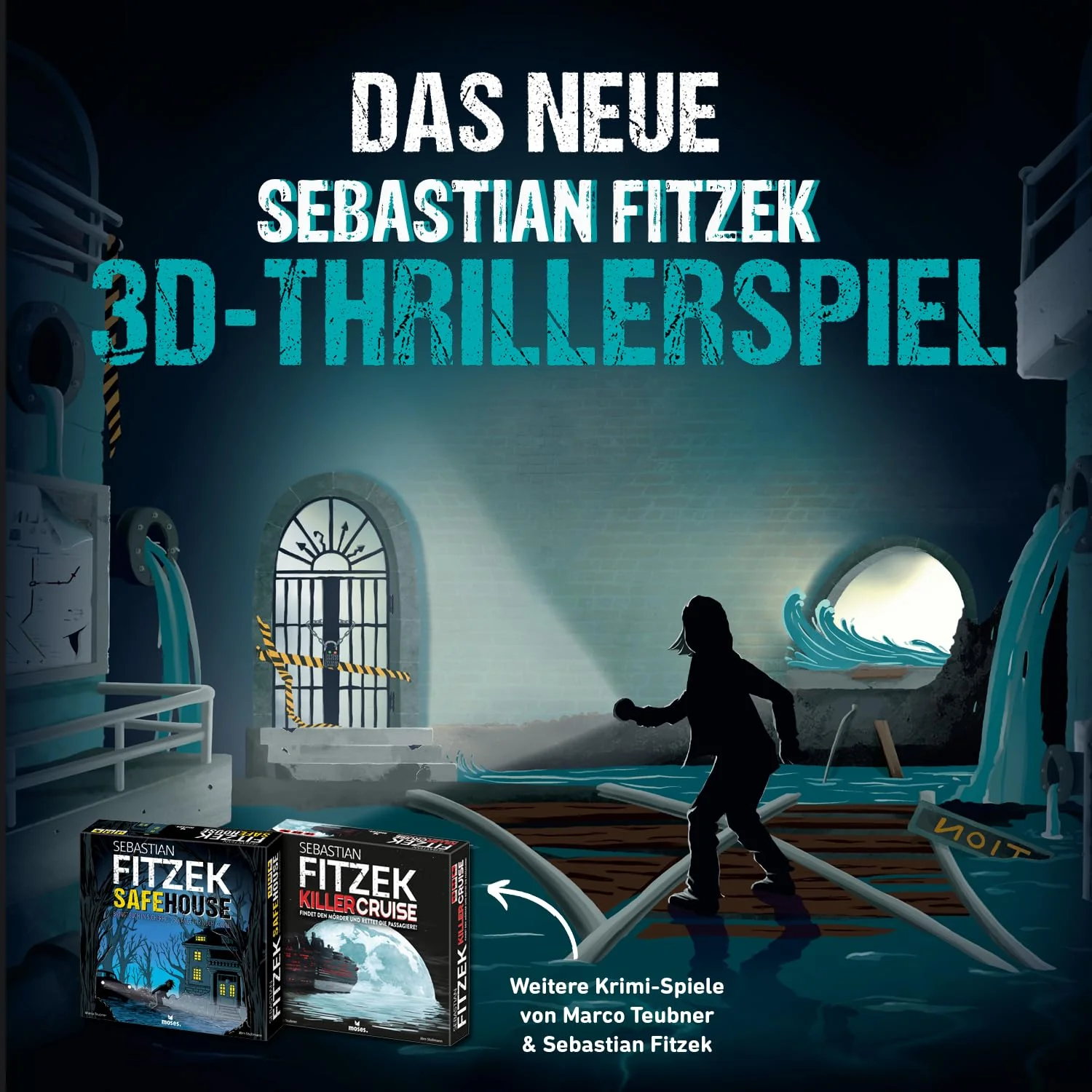 moses. Sebastian Fitzek Underground, innovatives 3D-Thriller-Spiel für Escape-Game Fans, kooperatives Gesellschaftsspiel von Marco Teubner mit verschiedenen Schwierigkeiten, ab 12 Jahren - Image 2