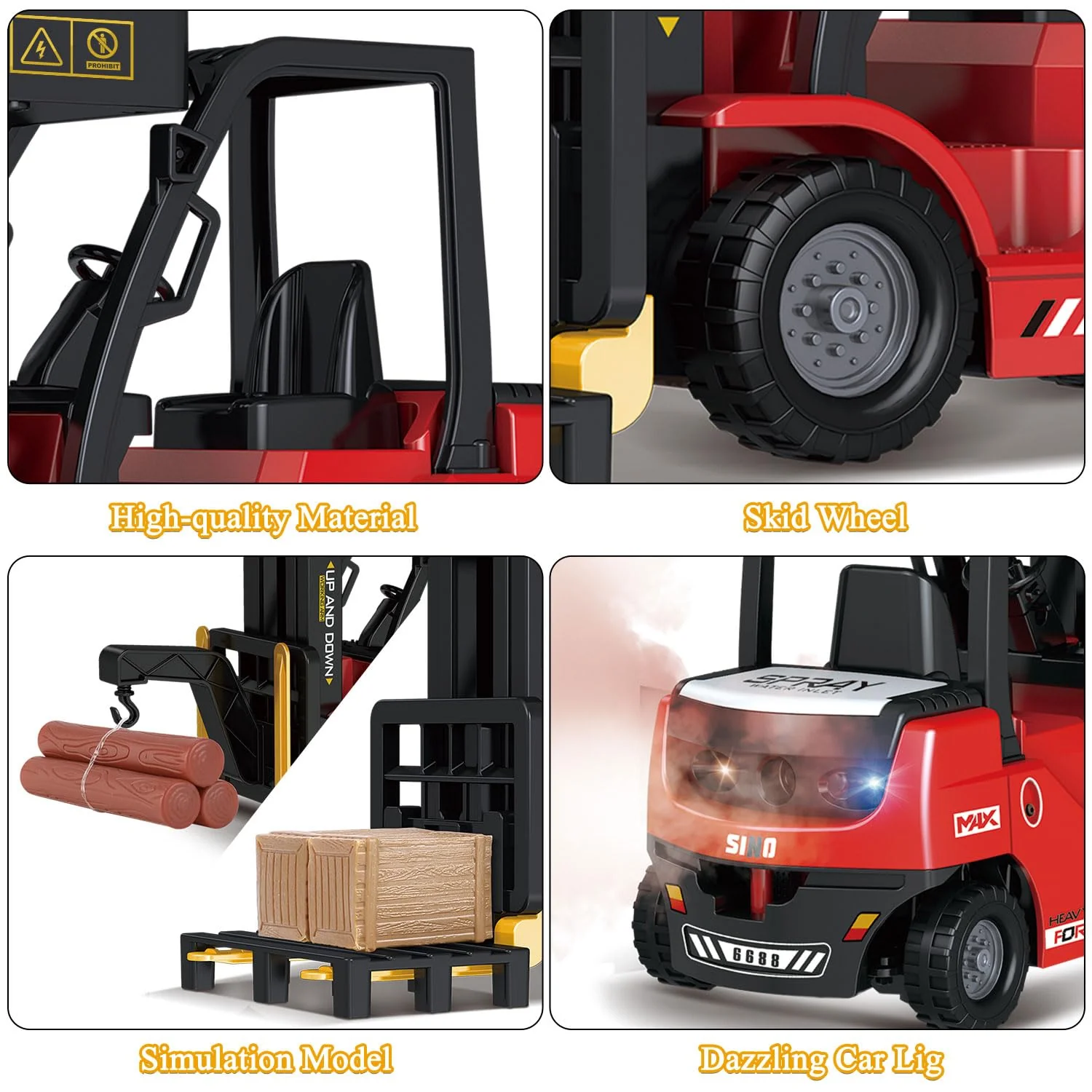 Mostop Ferngesteuerter Gabelstapler Spielzeug, 1/24 Rc Gabelstapler Spielzeug, mit Boxen/Ton- und Lichtspray, Zwei wiederaufladbare Batterien & Ladegerät, Technik Auto Junge Geschenk - Image 4