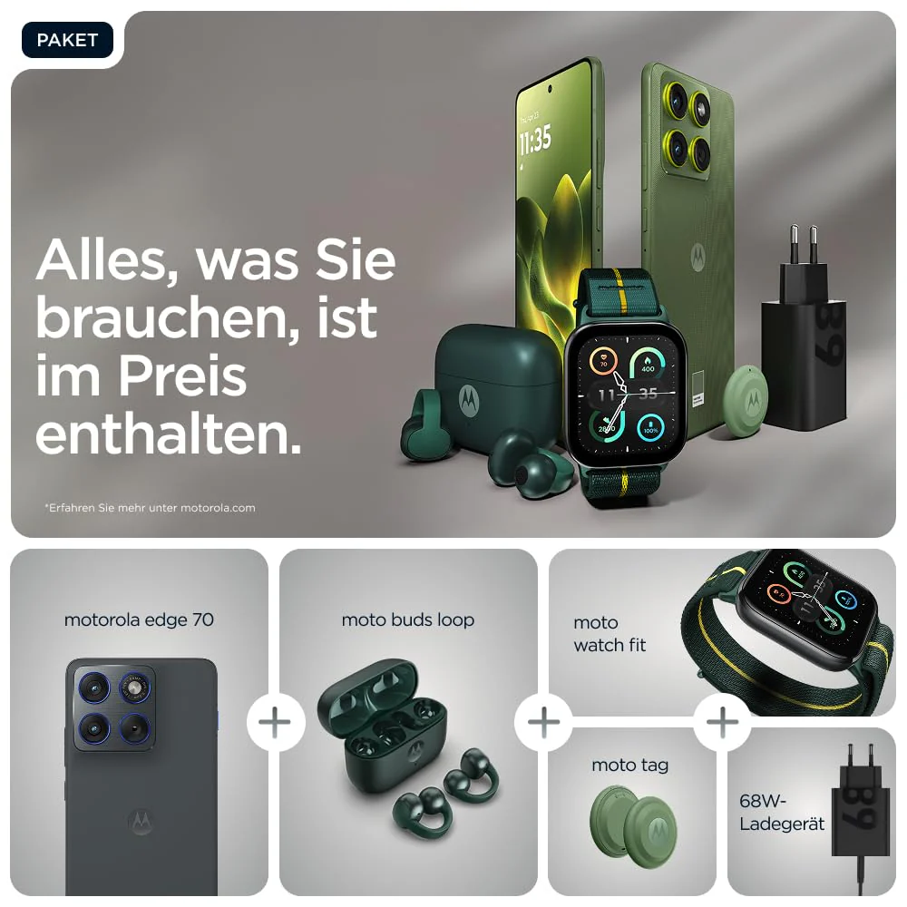 Motorola Edge 70 Smartphone (Robustes 6,67"-pOLED-Display mit Gorilla Glass 7i, 50-MP-Kamera, 12-512 GB, Wasser- und hitzebeständig, 68W-TurboPower-Aufladen), Pantone Gadget Gray, inkl. Magnetcover - Image 11