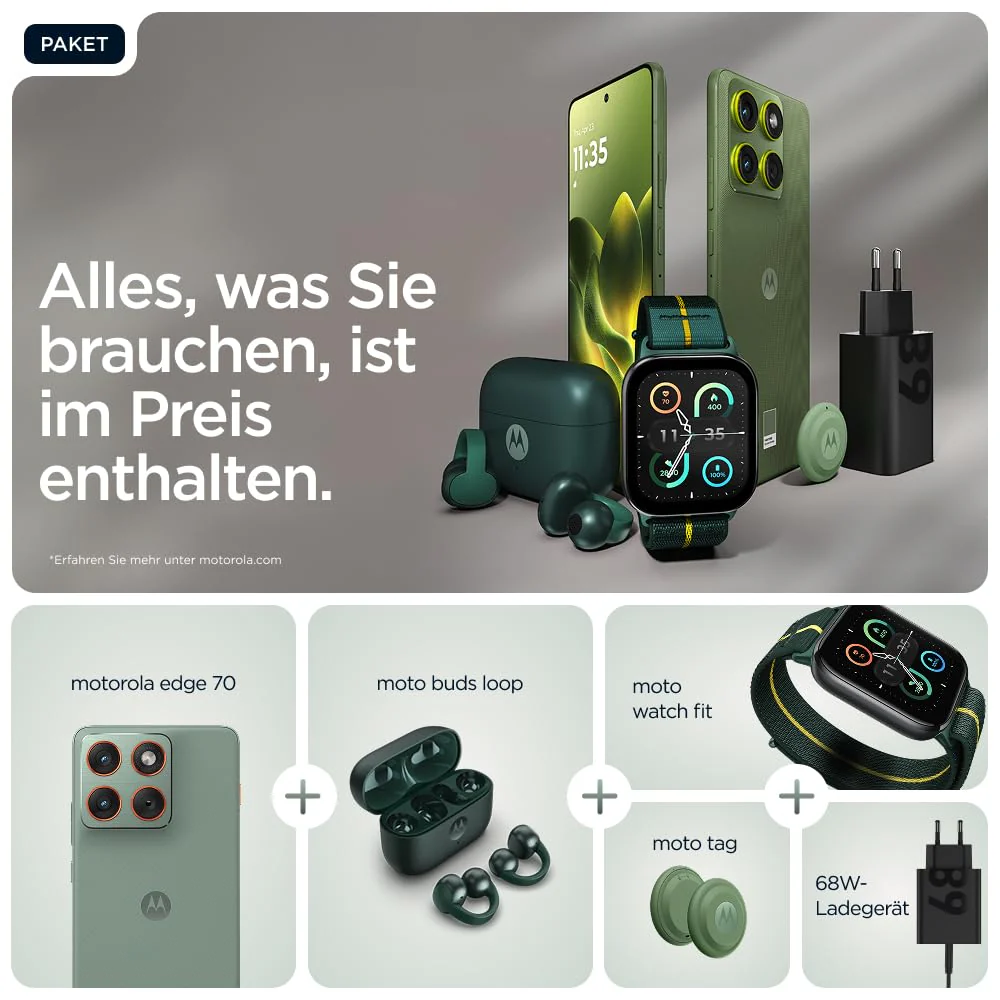 Motorola Edge 70 Smartphone (Robustes 6,67"-pOLED-Display mit Gorilla Glass 7i, 50-MP-Kamera, 12-512 GB, Wasser- und hitzebeständig, 68W-TurboPower-Aufladen), Pantone Lily Pad, inkl. Magnetcover - Image 11
