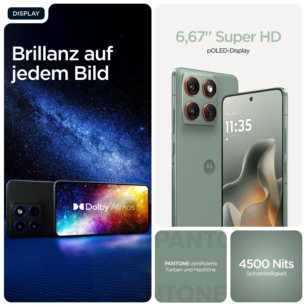 Motorola Edge 70 Smartphone (Robustes 6,67"-pOLED-Display mit Gorilla Glass 7i, 50-MP-Kamera, 12-512 GB, Wasser- und hitzebeständig, 68W-TurboPower-Aufladen), Pantone Lily Pad, inkl. Magnetcover - Image 6