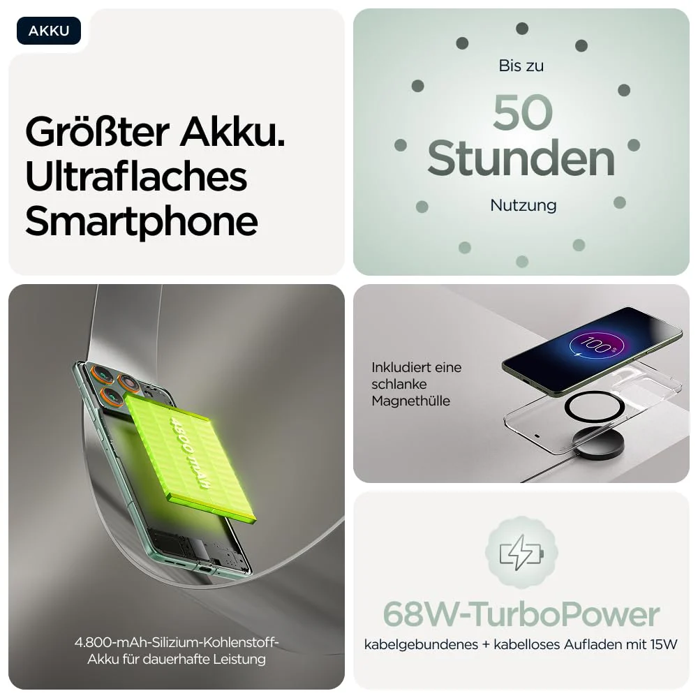 Motorola Edge 70 Smartphone (Robustes 6,67"-pOLED-Display mit Gorilla Glass 7i, 50-MP-Kamera, 12-512 GB, Wasser- und hitzebeständig, 68W-TurboPower-Aufladen), Pantone Lily Pad, inkl. Magnetcover - Image 9