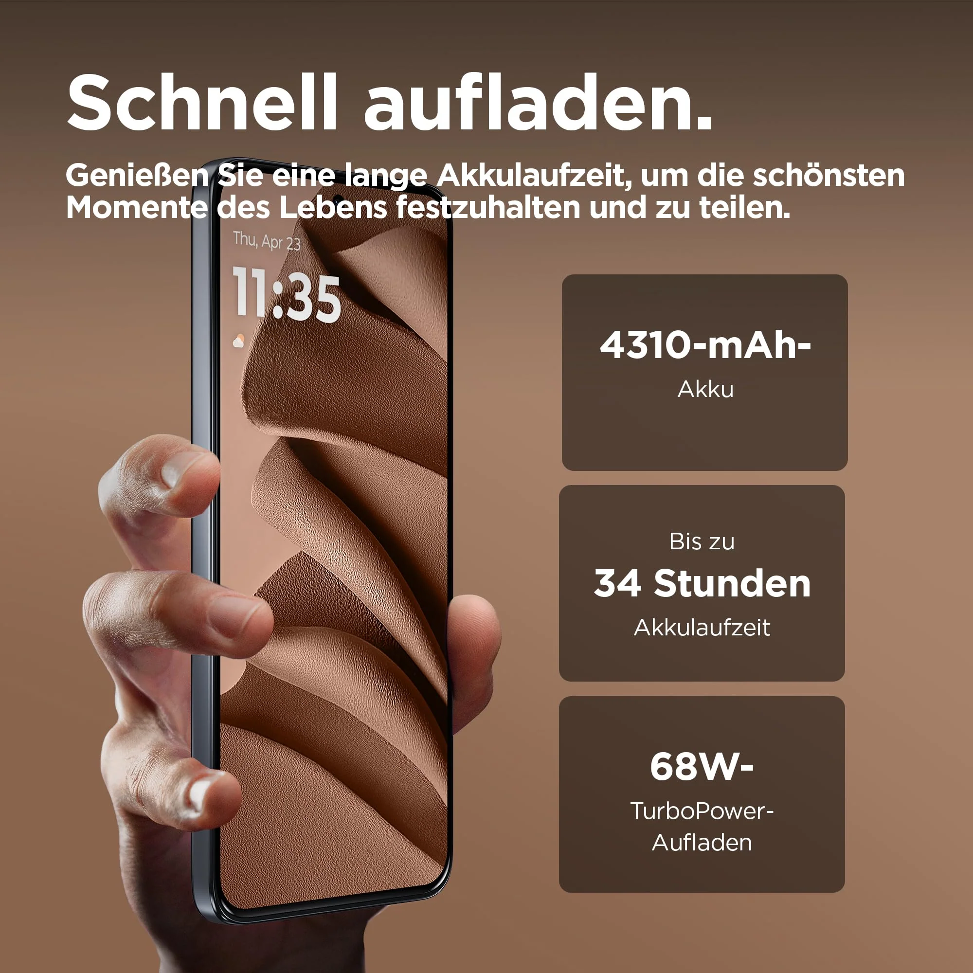 Motorola edge50 neo Smartphone (6,36"-Super-HD-Display, 50-MP-Kamera + Moto-KI, 12/512 GB, 4310 mAh, Android 14) Lattè (Veganes Kunstleder), inkl. Schutzcover, + Handyhalterung - Image 3