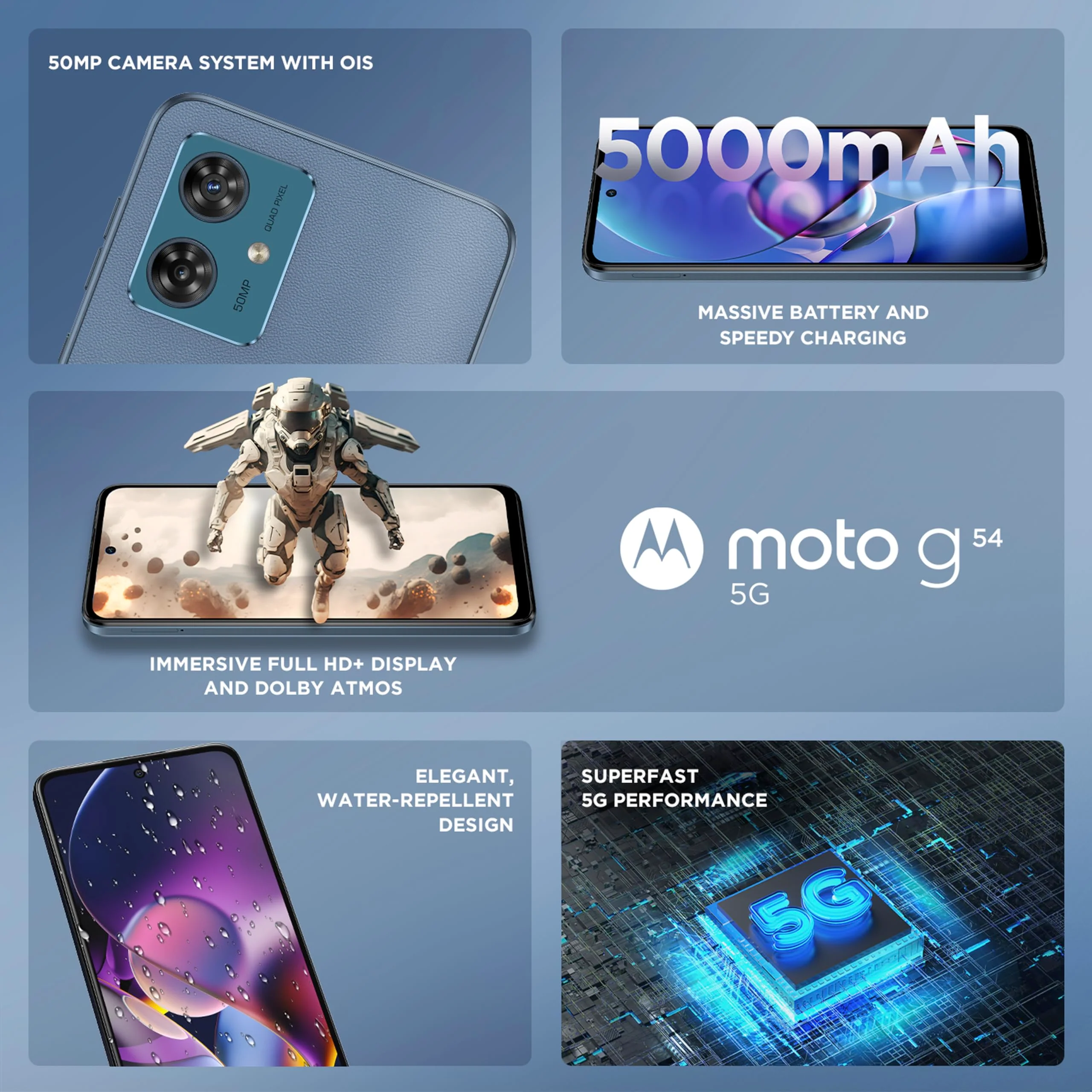 Motorola Moto G54 5G, Dual, 256GB 12GB Ram, Indigo Blue - Image 4