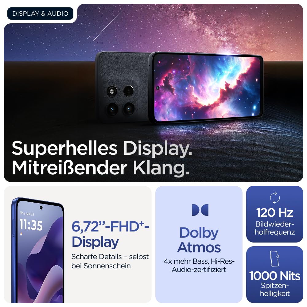 Motorola Moto g56 5G Smartphone (Robustes 6,72“-FHD+-Display Dank Gorilla Glass 7i, 50-MP-Kamera mit Moto-AI, 8/256 GB, 5100 mAh, extrem temperaturbeständig) Pantone Dazzling Blue, inkl. Schutzcover - Image 2