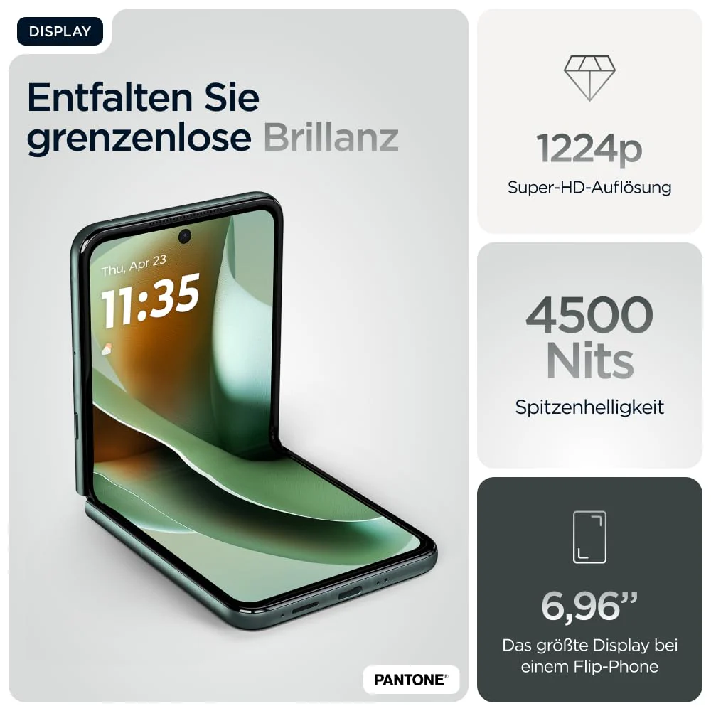 Motorola razr 60 Ultra Flip-Phone (6,96"-pOLED-Display/Robustes 4,0"-Außendisplay Dank Gorilla Glass Ceramic, widerstandsfähig, wassergeschützt, 50-MP-Kamera mit Moto-AI, 16/512 GB) Pantone Scarab - Image 7