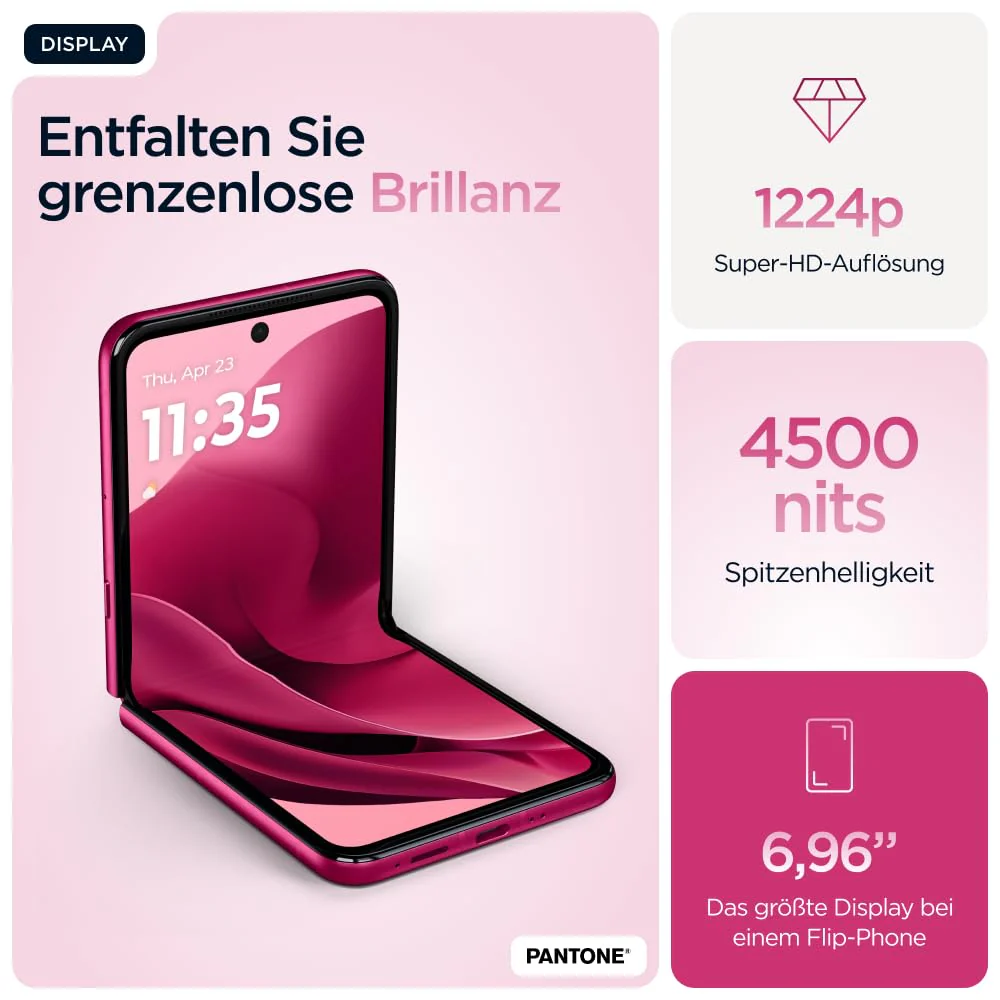 Motorola razr 60 Ultra Flip-Phone (6,96"-pOLED-Display/Robustes 4,0"-Außendisplay mit Gorilla Glass Ceramic, widerstandsfähig, wassergeschützt, 50-MP-Moto-AI-Kamera, 16/512 GB) Pantone Cabaret - Image 7