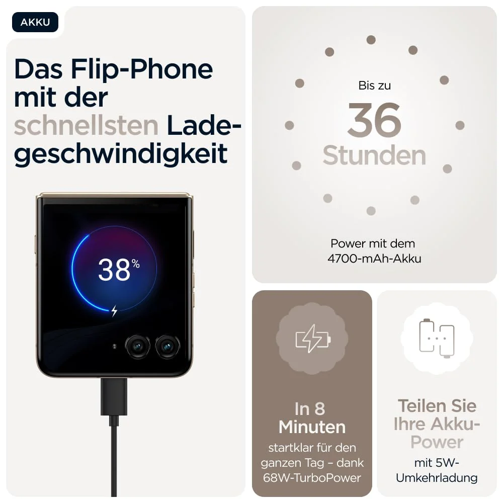 Motorola razr 60 Ultra Flip-Phone (6,96"-pOLED-Display/Robustes 4,0"-Außendisplay mit Gorilla Glass Ceramic, widerstandsfähig, wassergeschützt, 50-MP-Moto-AI-Kamera, 16/512 GB) Pantone Mountain Trail - Image 9