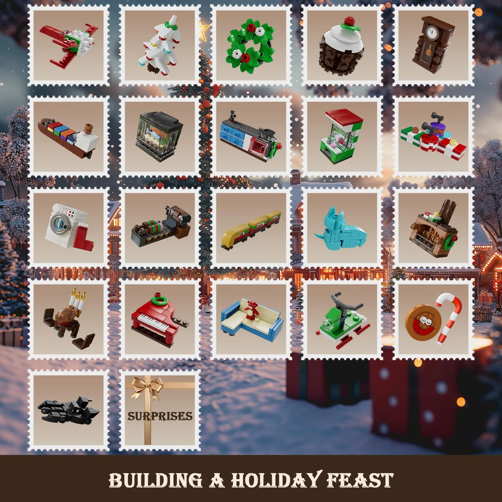 Mould King 10165 Adventskalender 2024 Kinder für Bausteine Weihnachten Bauspielzeug mit 24er Pack Weihnachten Bauset Weihnachten Geschenke für Jungen, Mädchen(725 Teile) - Image 2
