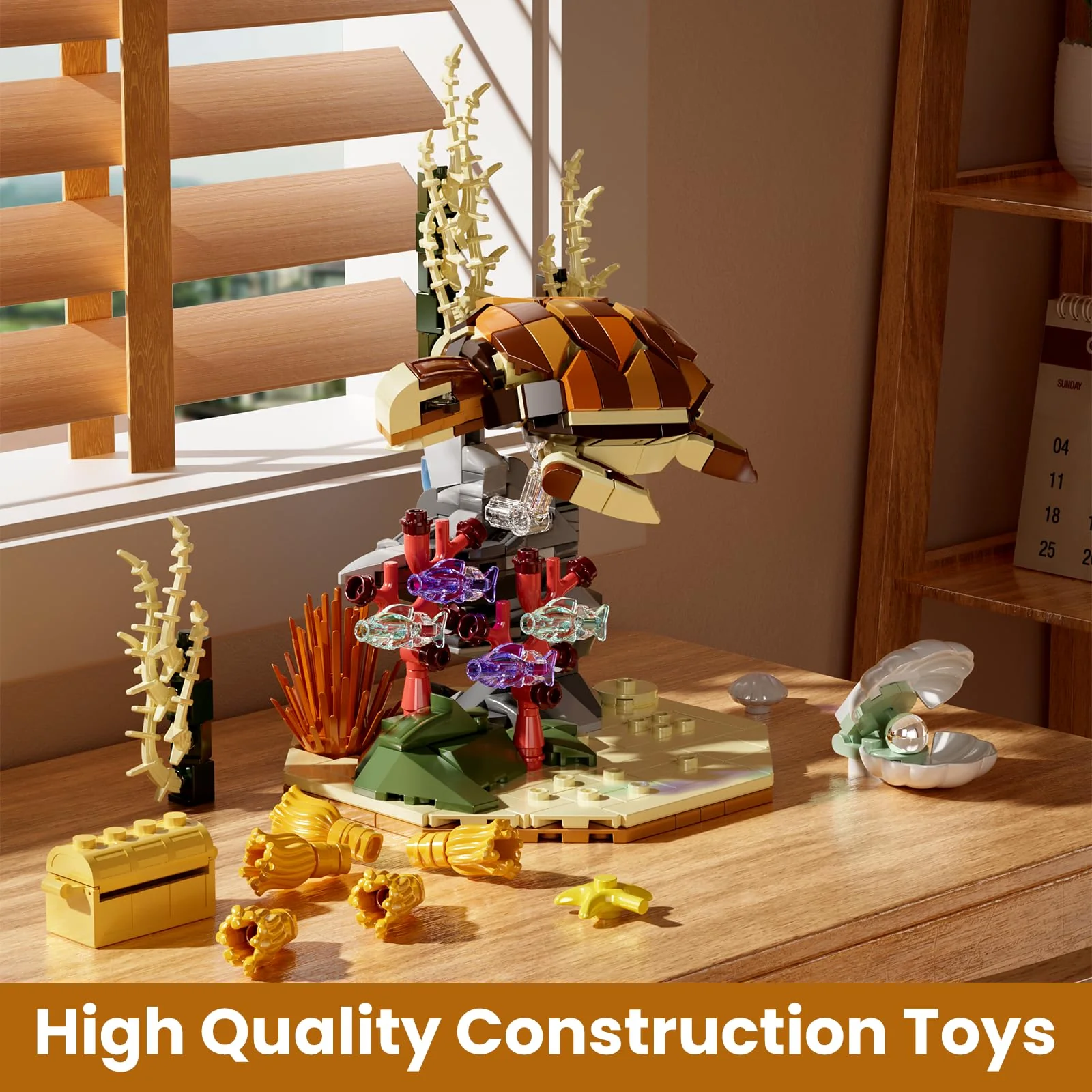 Mould King 10172 Klemmbausteine Tiere Schildkröten Bausteine Modell mit Sockel Tier Bauspielzeug Meerestiere Set MOC Geschenke für Erwachsene(410 Teile) - Image 4