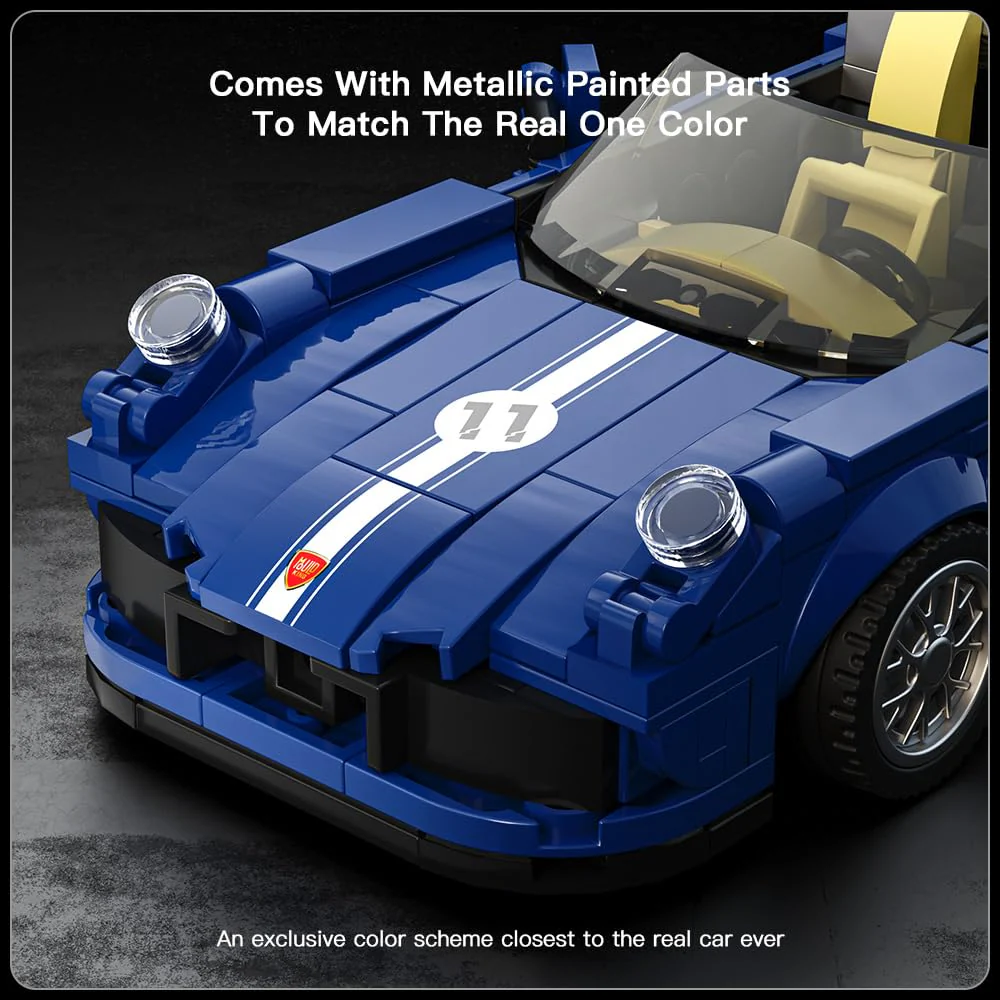 Mould King 27040 Technik Speed Champion Rennwagen Bausteine 911 Sportwagen Klemmbausteine mit Acryl-Vitrine Modellautos zum Sammeln (366 Teile) - Image 3