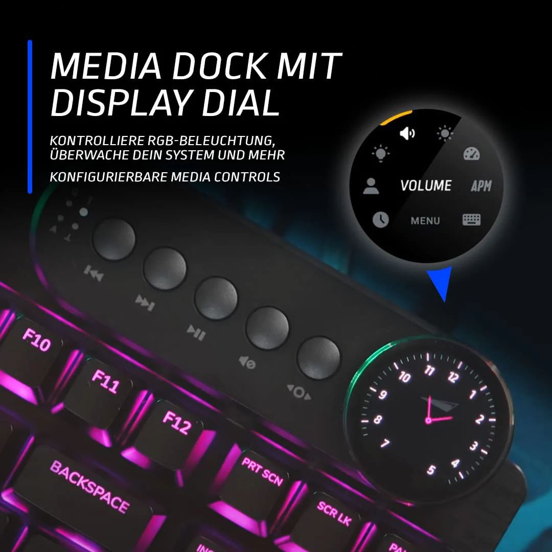Mountain Everest Max (ISO-Layout) - anpassbare High-End mechanische Gaming-Tastatur mit Media-Dock, Display Keys, RGB-Beleuchtung hot-swapable Cherry MX Switches und modularem Numpad. - Image 8