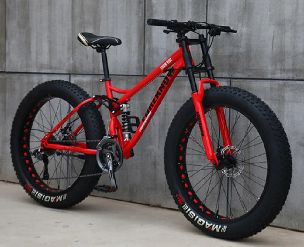 Mountainbike 24/26 Zoll, Fatbike Für Erwachsene, 21 Gang Fahrrad, Rahmen Aus Kohlenstoffstahl, Doppelte Vollfederung, Doppelscheibenbremse C,24in
