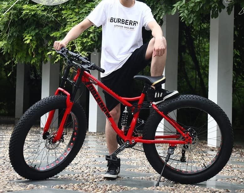 Mountainbike 24/26 Zoll, Fatbike Für Erwachsene, 21 Gang Fahrrad, Rahmen Aus Kohlenstoffstahl, Doppelte Vollfederung, Doppelscheibenbremse C,24in - Image 7